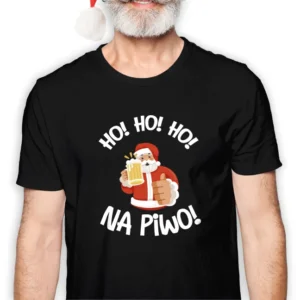 Koszulka męska czarna święta ""Ho ho ho na piwo""