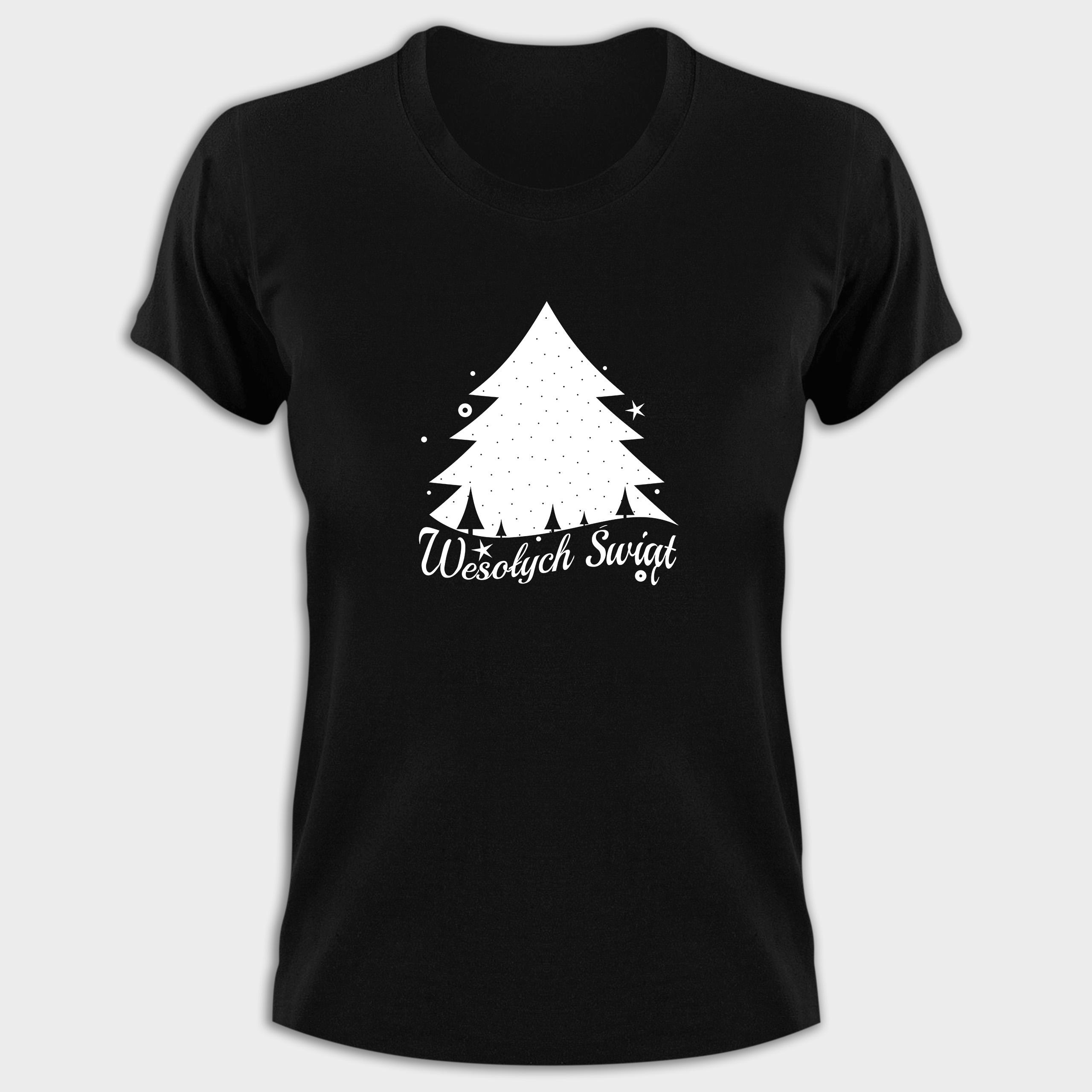 Koszulka damska czarna święta Choinka Wesołych Świąt - obrazek 2