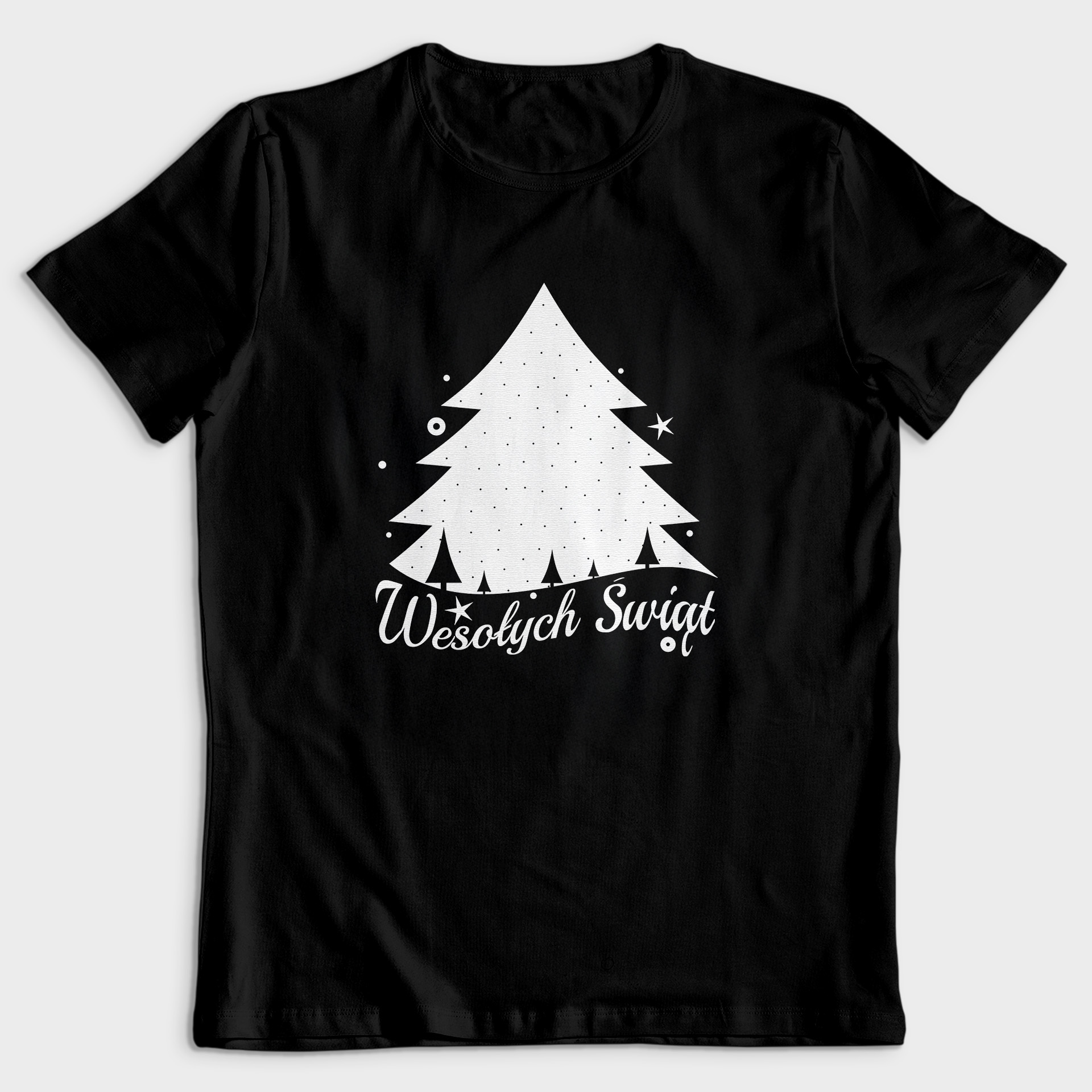 Koszulka męska czarna święta ""Wesołych świąt"" choinka - obrazek 2