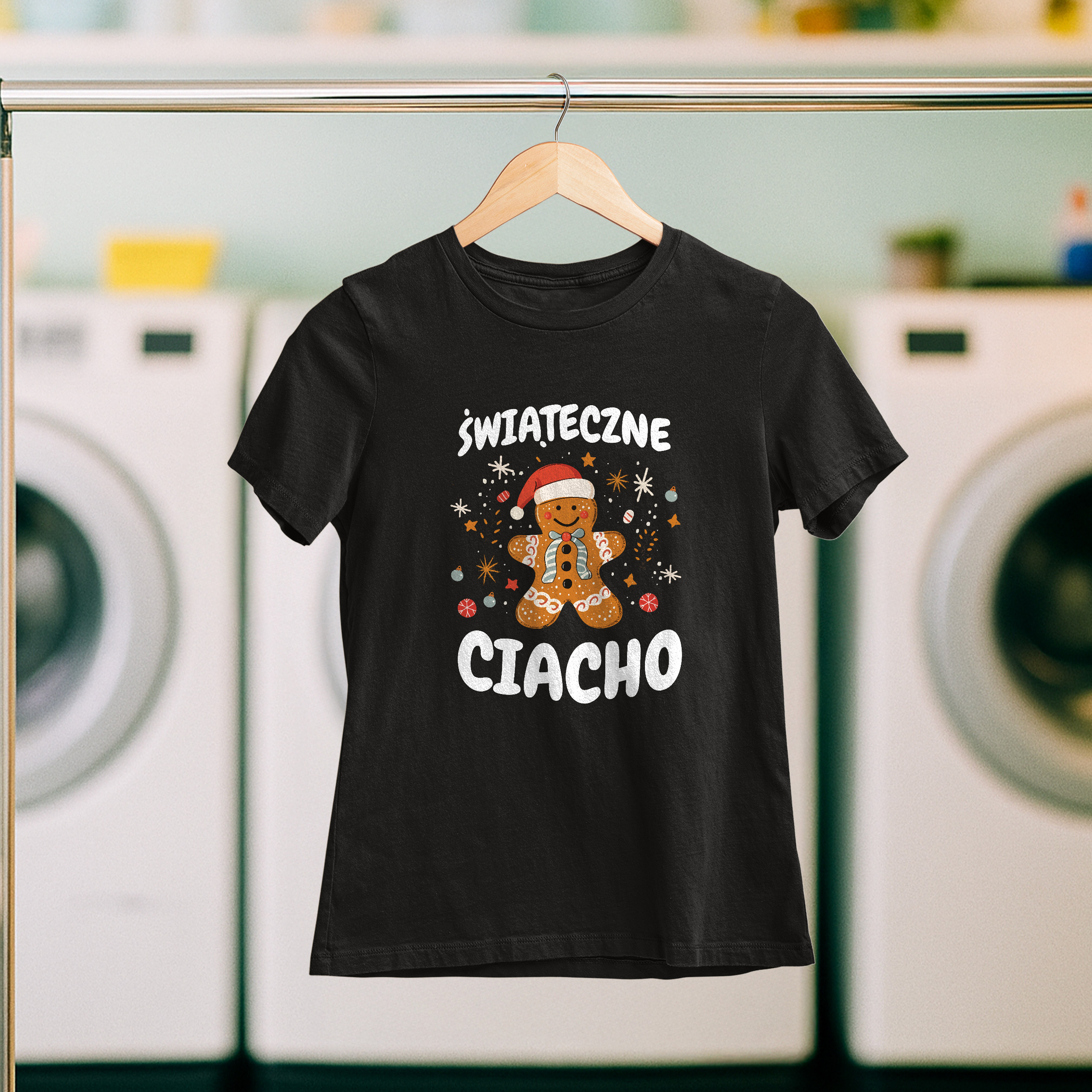 Koszulka damska czarna święta "Duże Świąteczne Ciacho" - obrazek 5