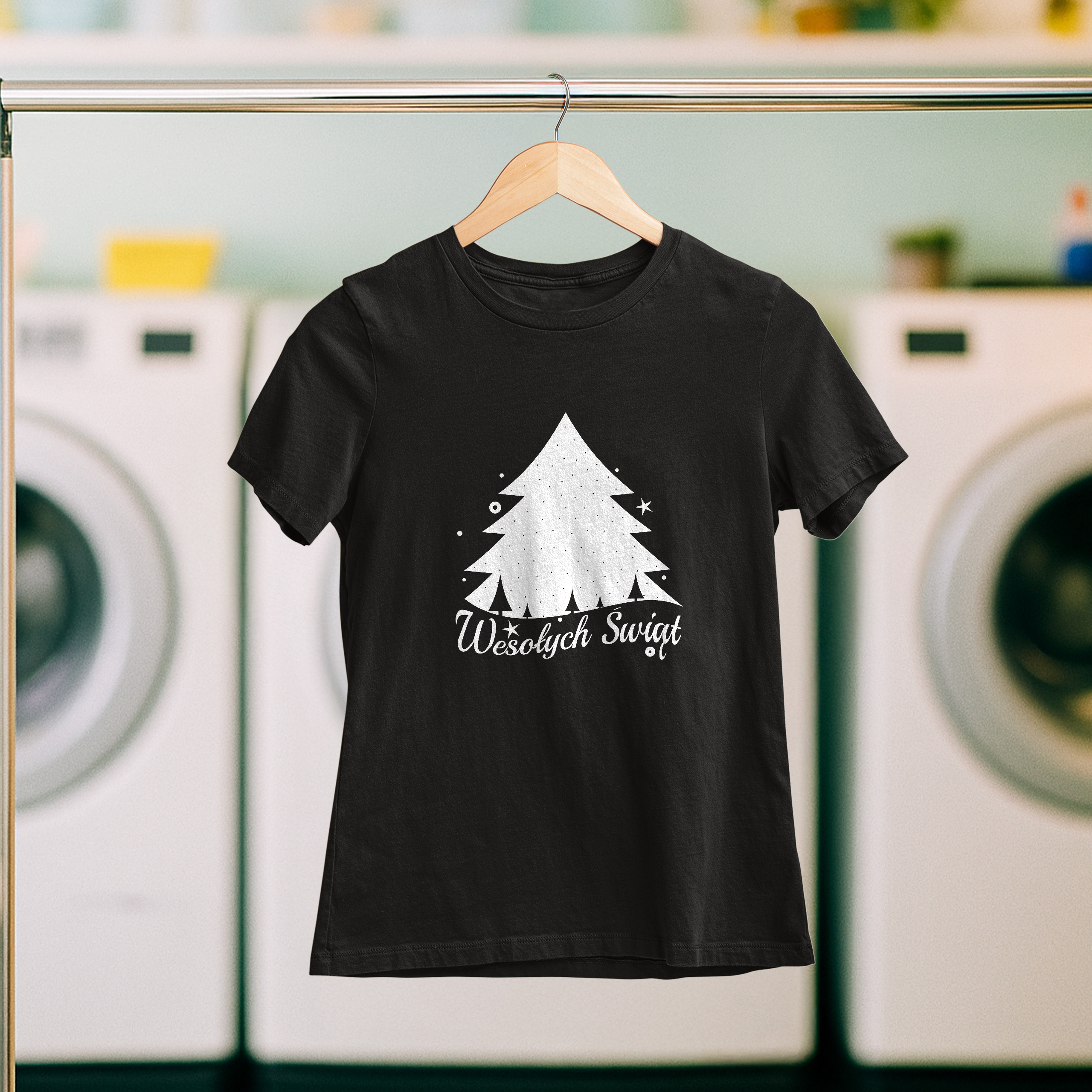Koszulka damska czarna święta Choinka Wesołych Świąt - obrazek 5