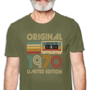 Koszulka męska khaki 1970 kaseta