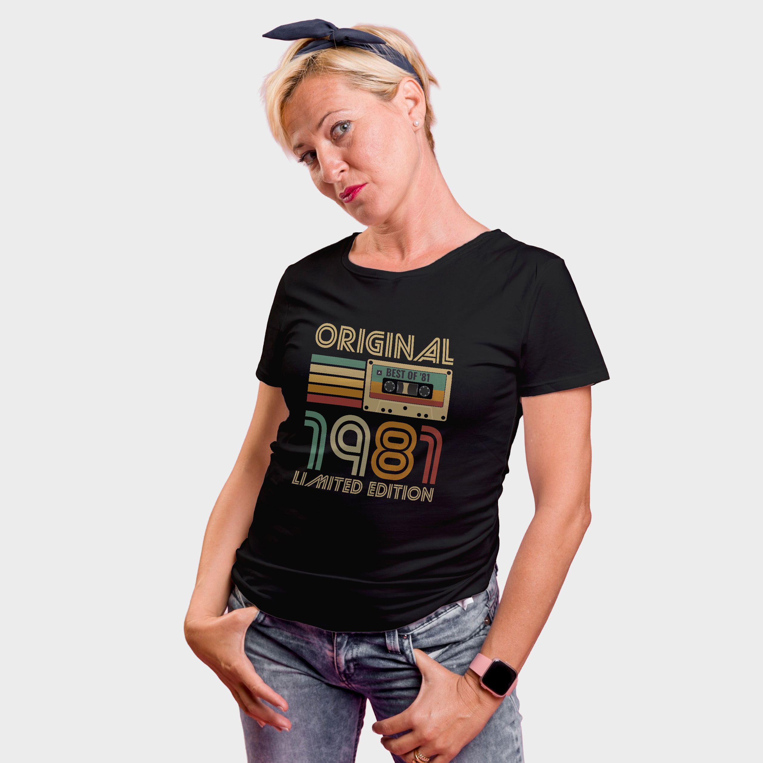 Koszulka damska czarna kaseta rocznik 1981 - obrazek 3