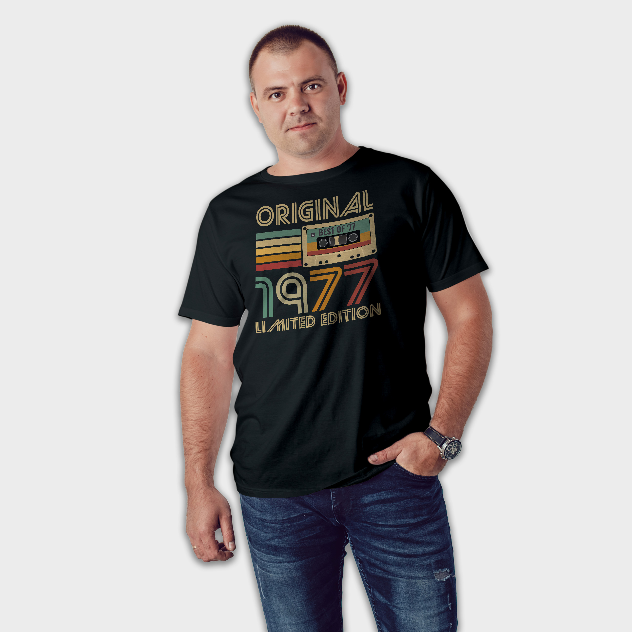 Koszulka męska czarna kaseta rocznik 1977 - obrazek 3