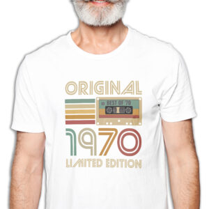 Koszulka męska biała 1970 kaseta