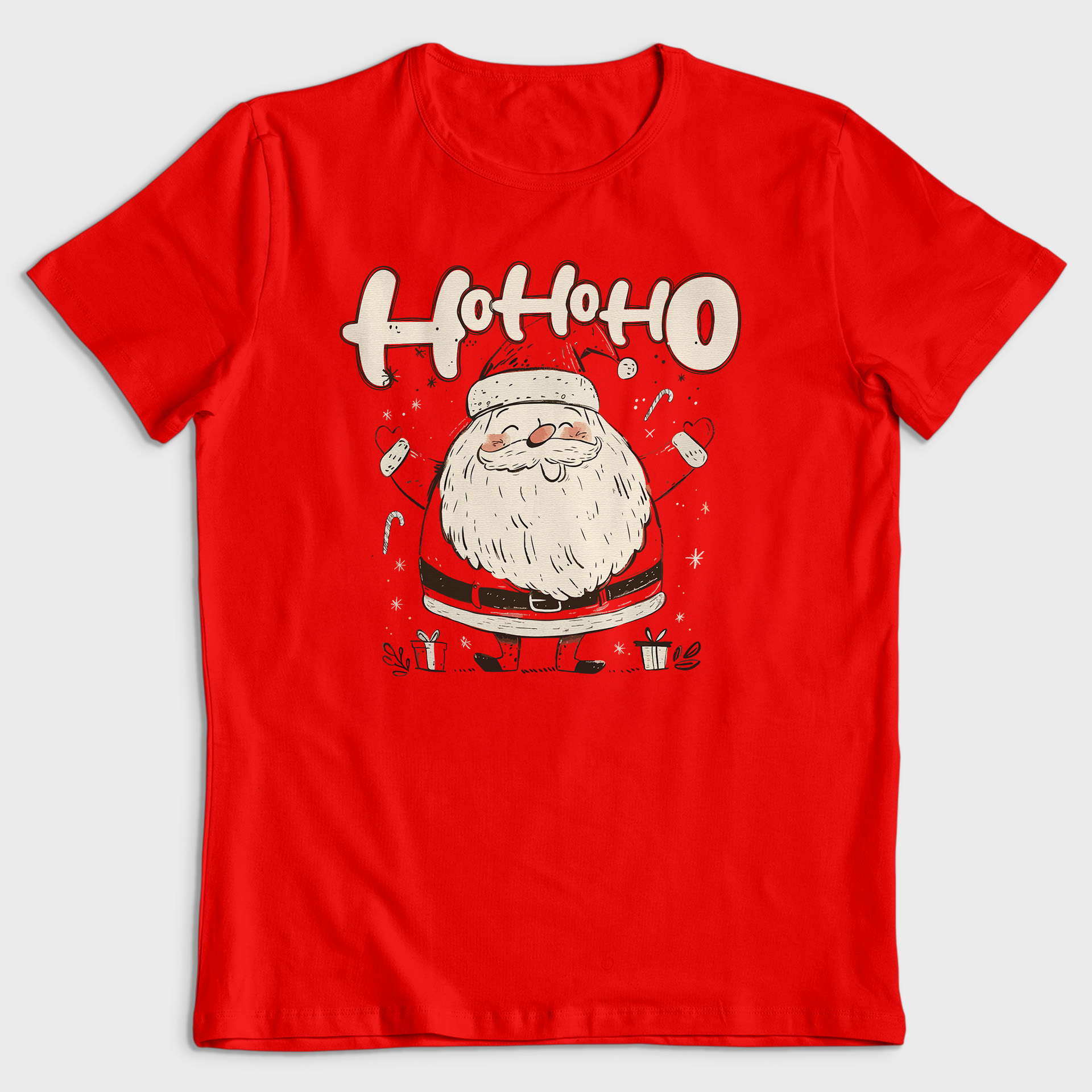 Koszulka męska czerwona święta "Ho Ho Ho Święty Mikołaj" - obrazek 2