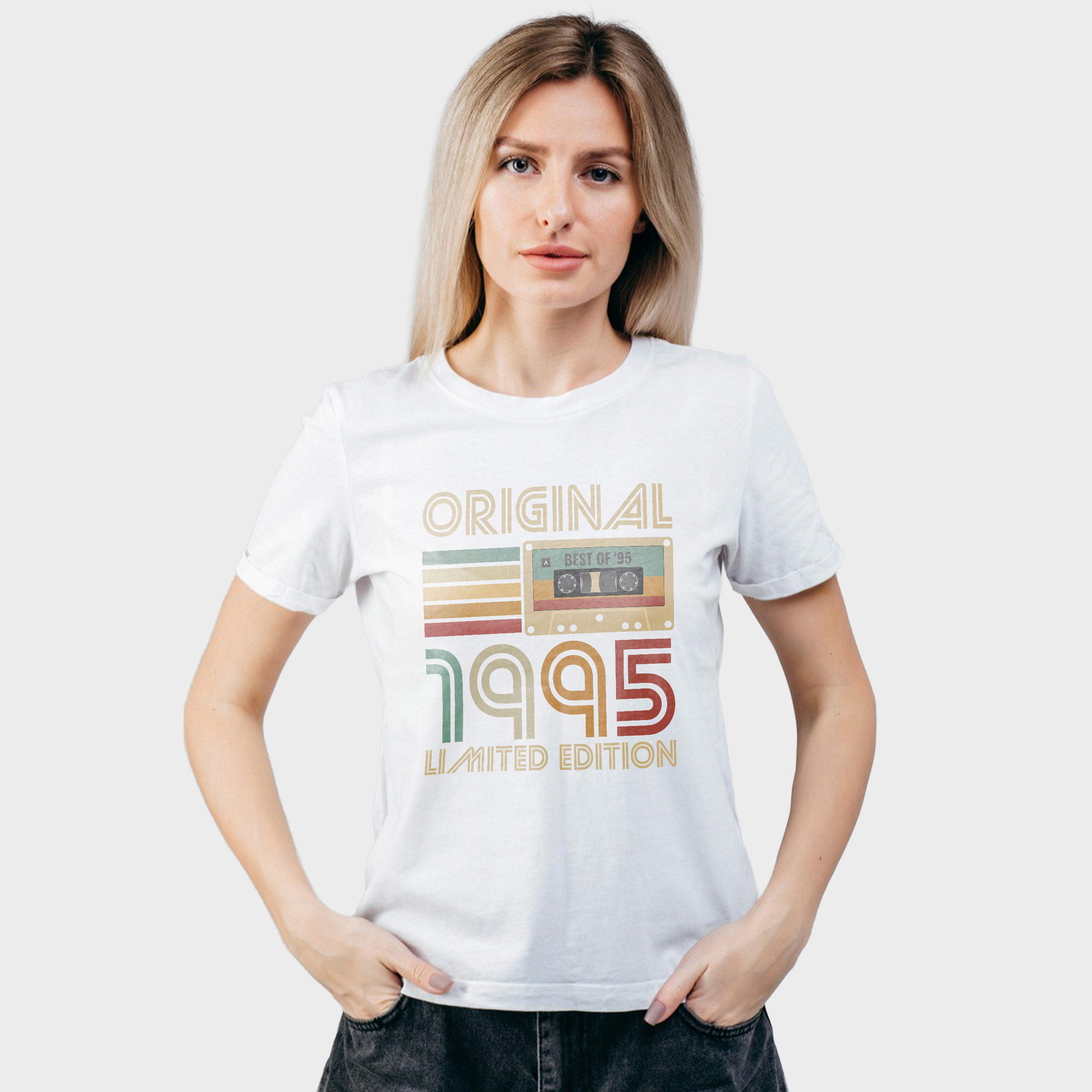 Koszulka damska biała 1995 kaseta - obrazek 3