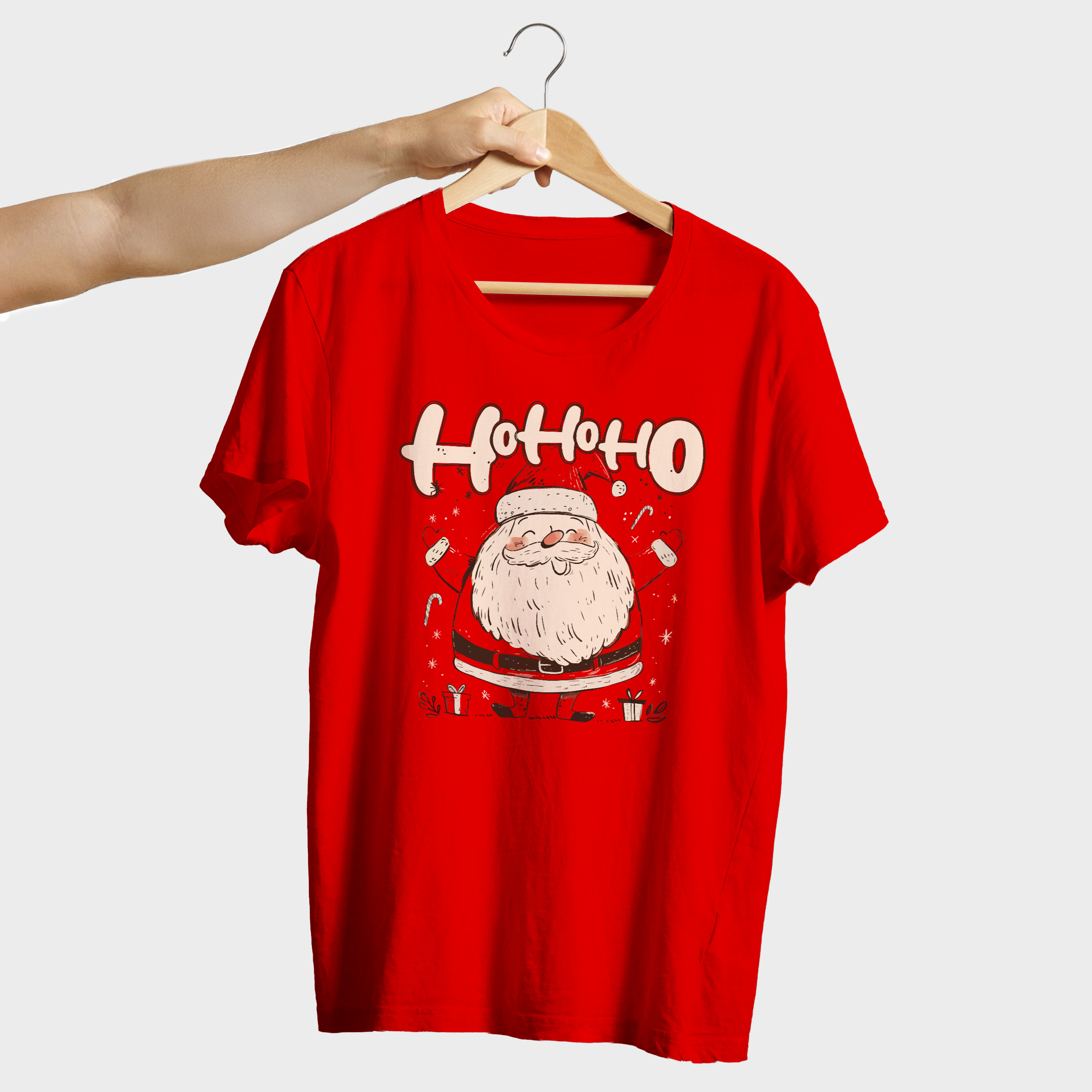 Koszulka męska czerwona święta "Ho Ho Ho Święty Mikołaj" - obrazek 4