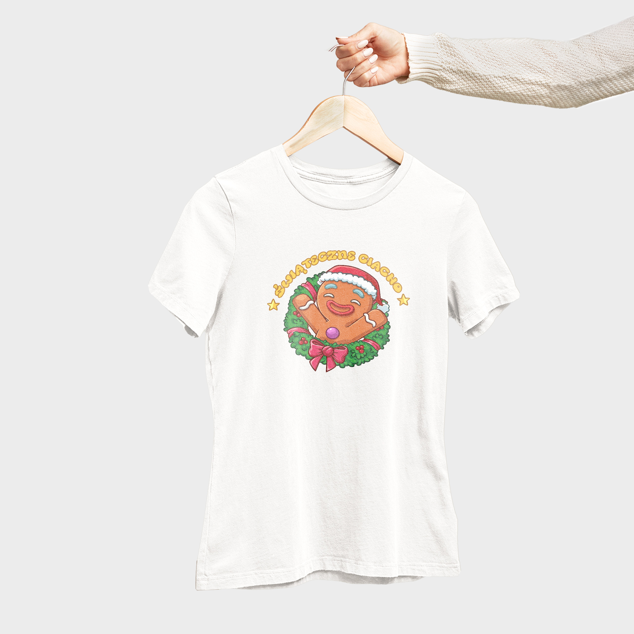 Koszulka damska biała święta "Świąteczne Ciacho" - obrazek 4