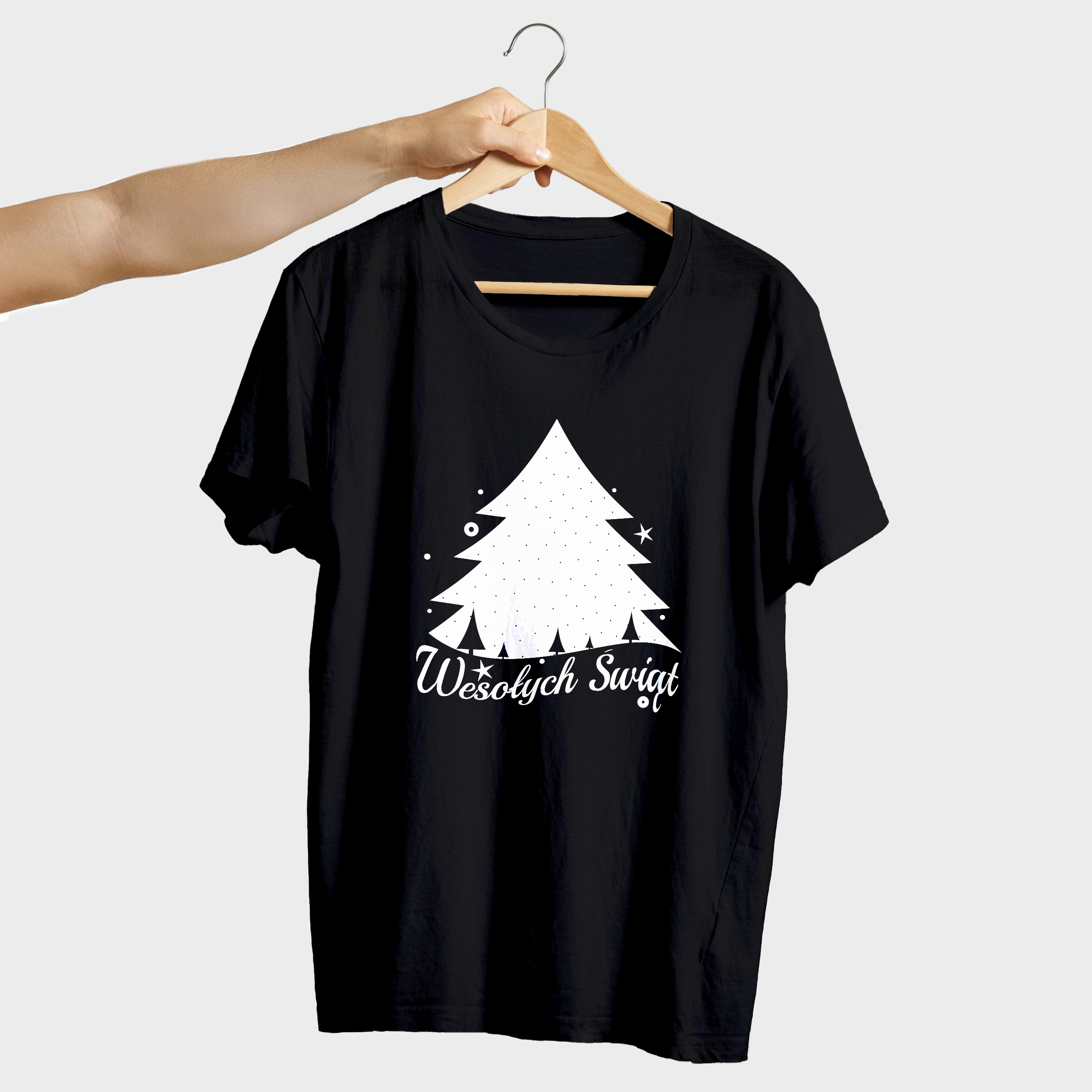 Koszulka męska czarna święta ""Wesołych świąt"" choinka - obrazek 4