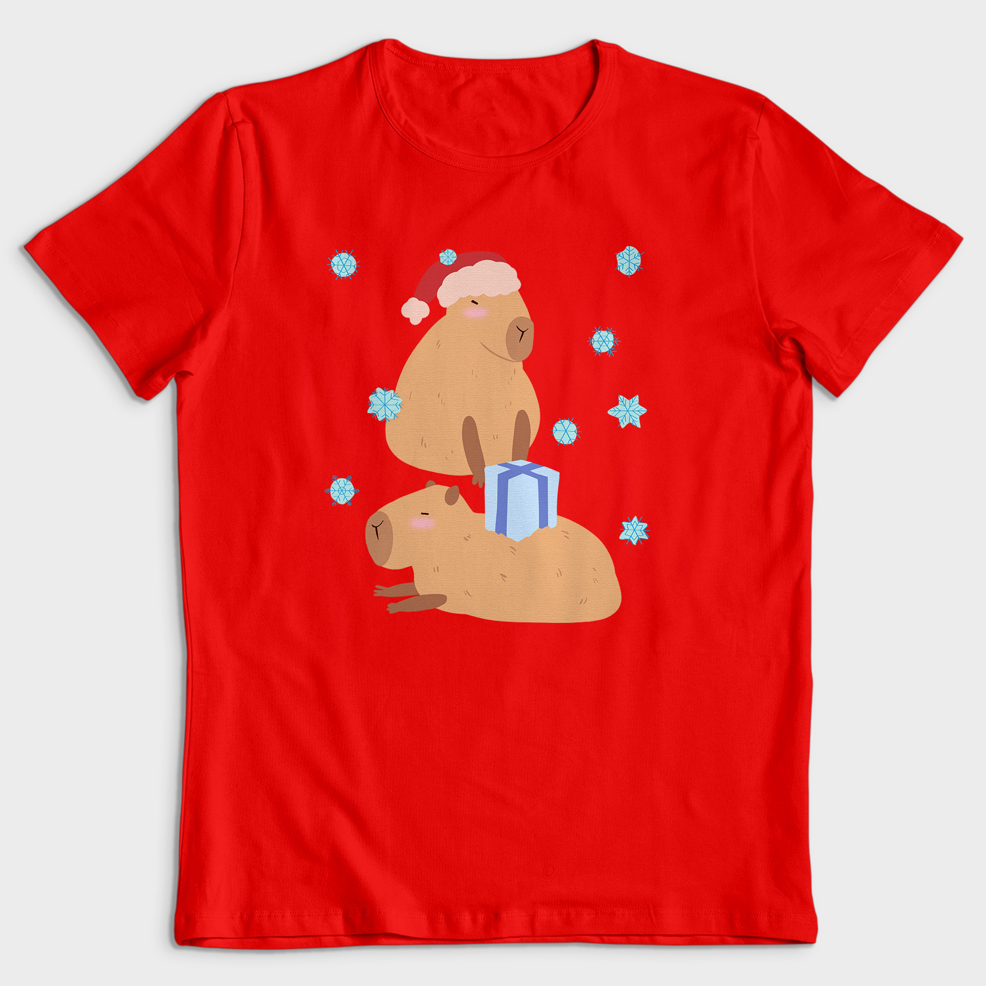 Koszulka męska czerwona święta Kapibara - obrazek 2