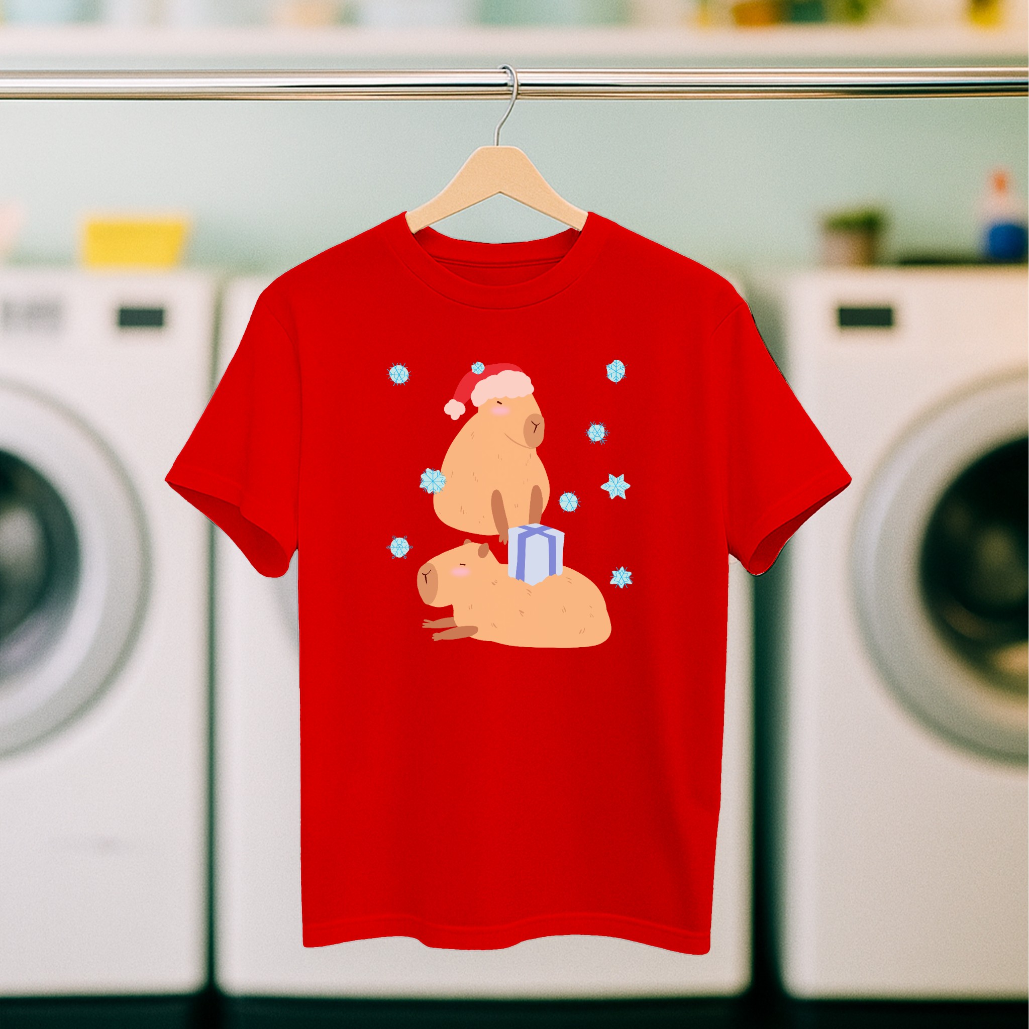Koszulka męska czerwona święta Kapibara - obrazek 5