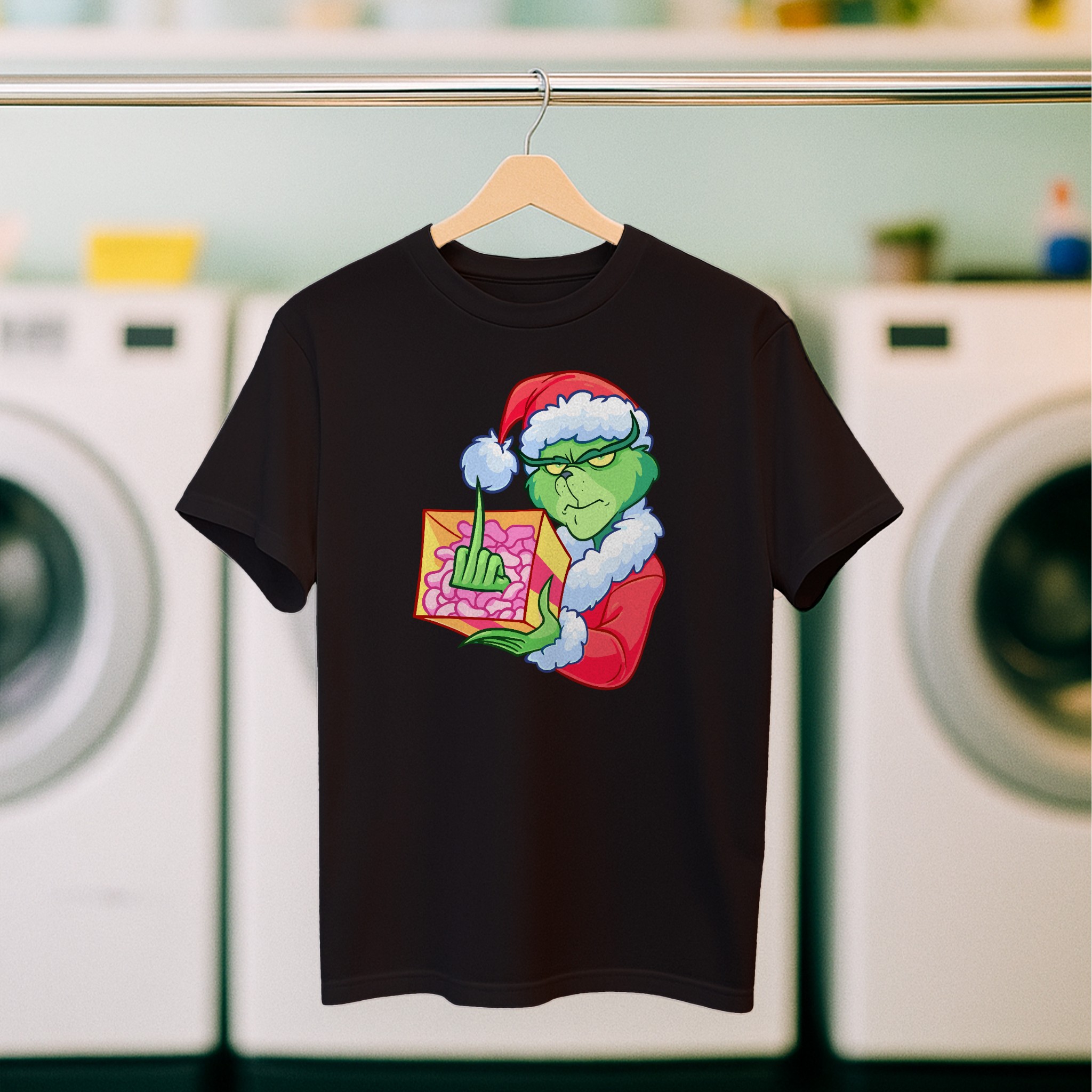 Koszulka męska czarna święta Grinch z palcem - obrazek 5