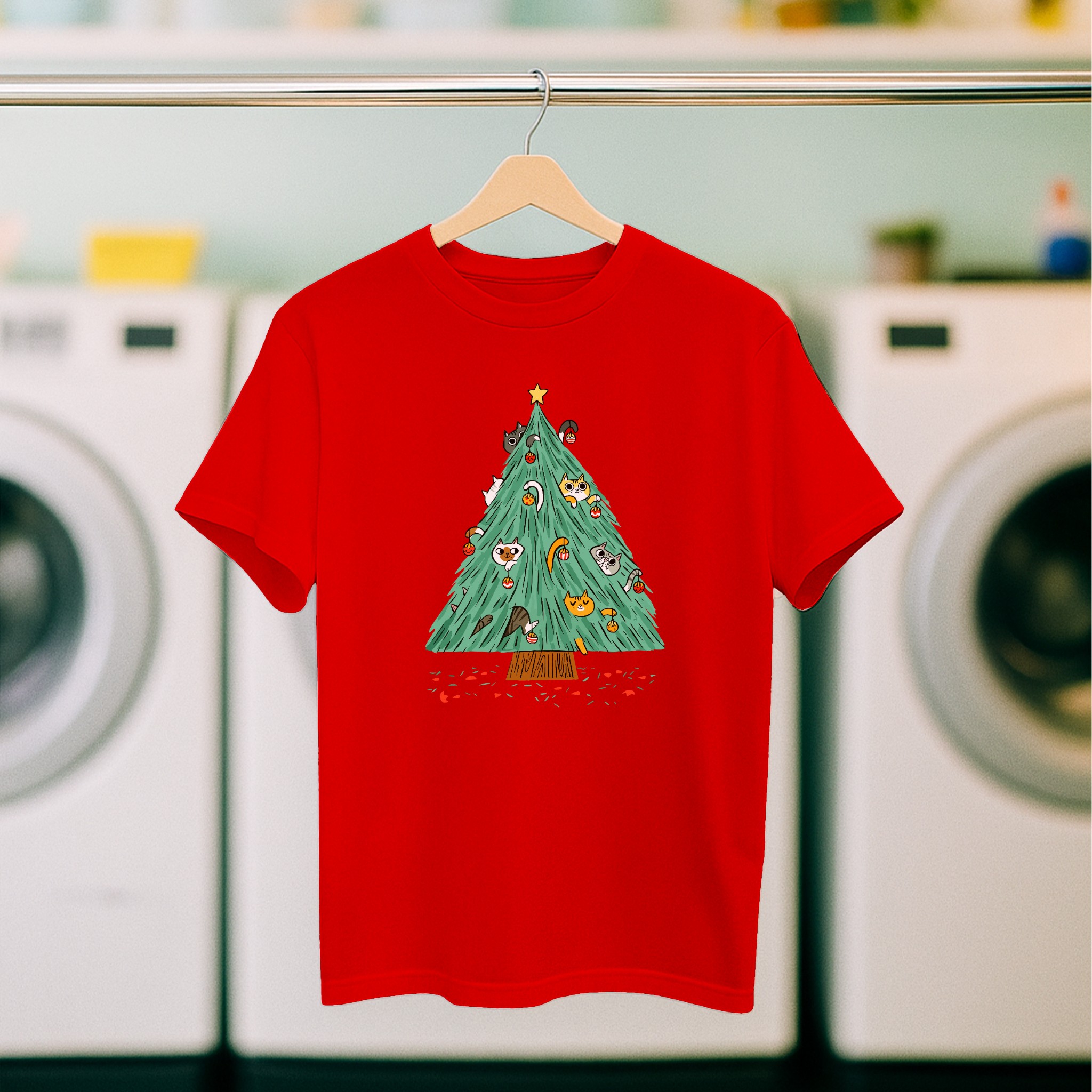 Koszulka męska czerwona święta Choinka - obrazek 5