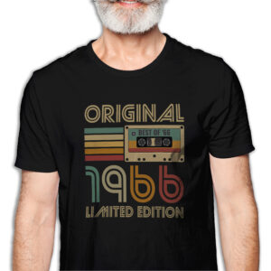 Koszulka męska czarna kaseta rocznik 1966