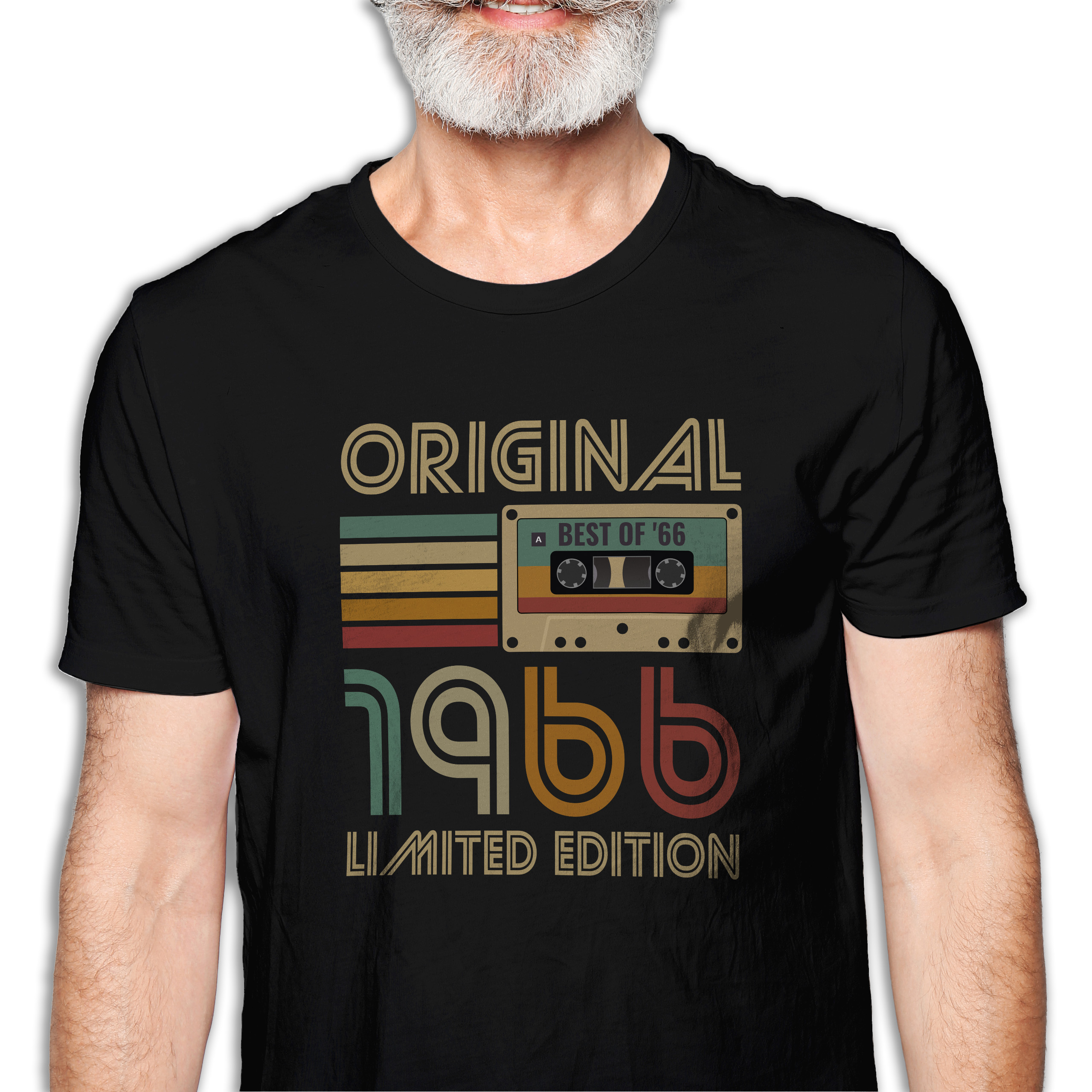 Koszulka męska czarna kaseta rocznik 1966