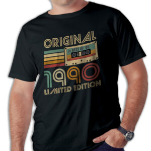 Koszulka męska czarna kaseta rocznik 1990