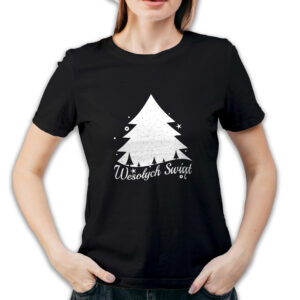 Koszulka damska czarna święta Choinka Wesołych Świąt