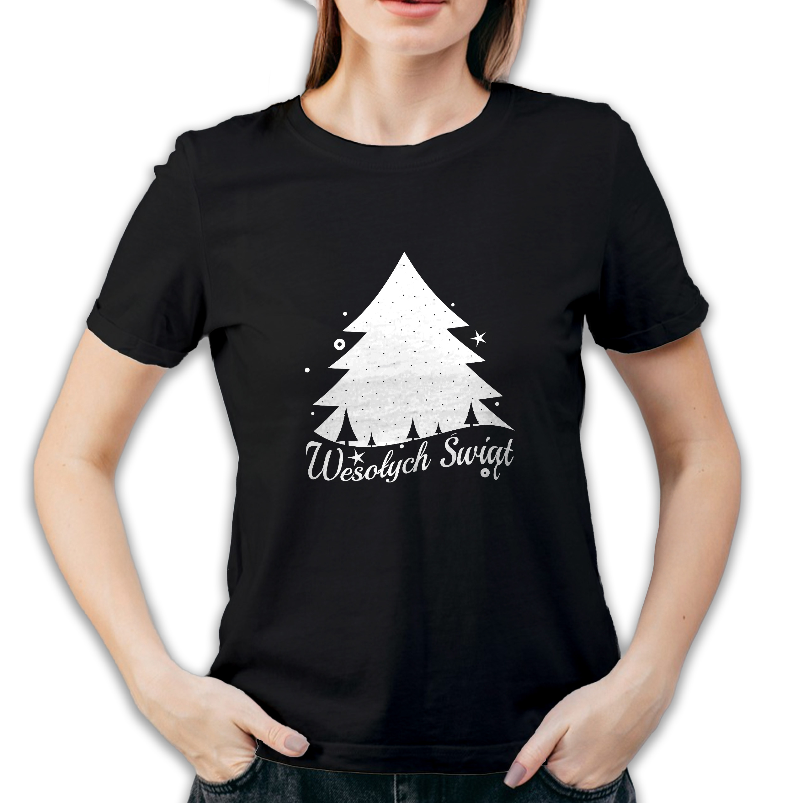 Koszulka damska czarna święta Choinka Wesołych Świąt