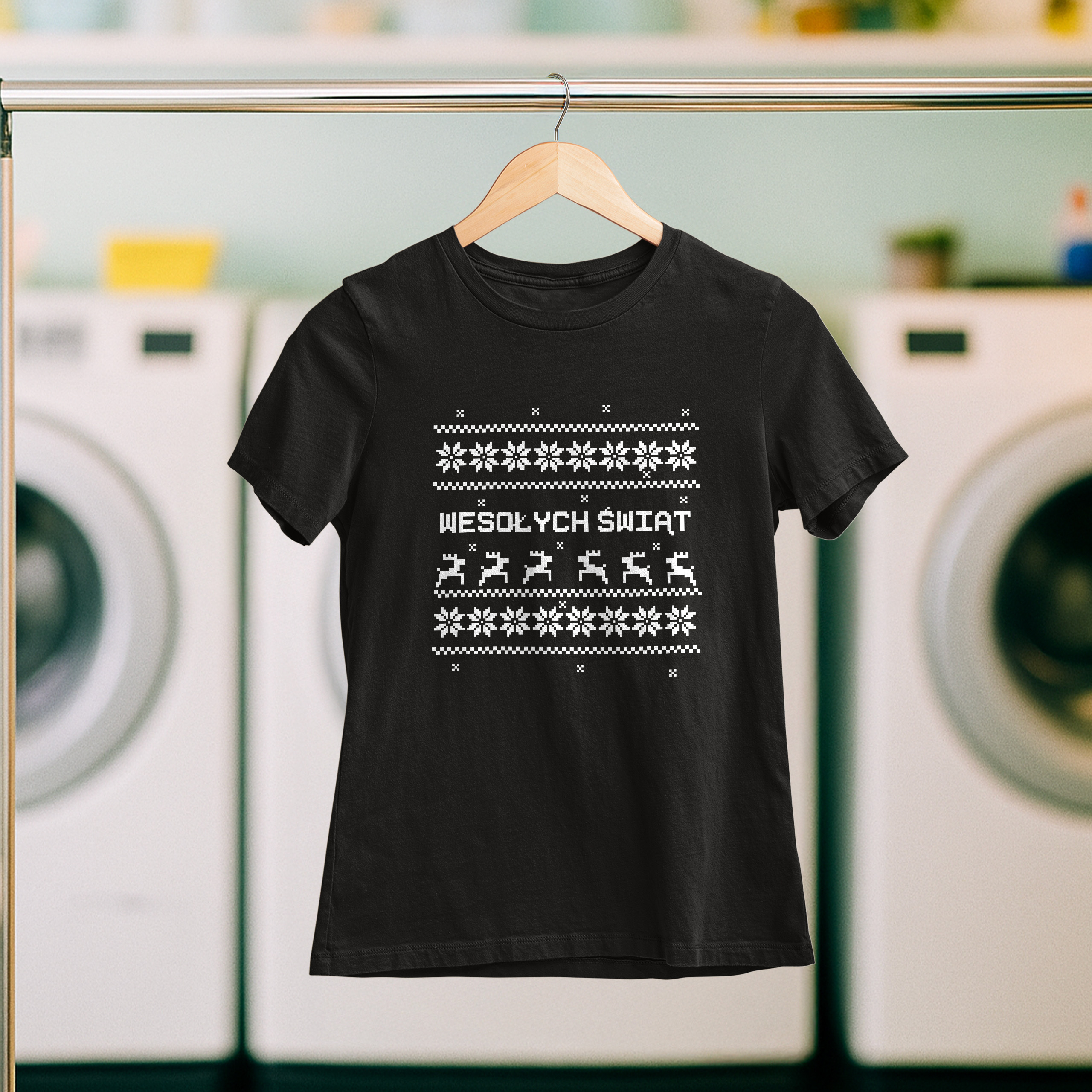 Koszulka damska czarna święta wzorki geometryczne - obrazek 5