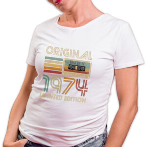 Koszulka damska biała 1974 kaseta