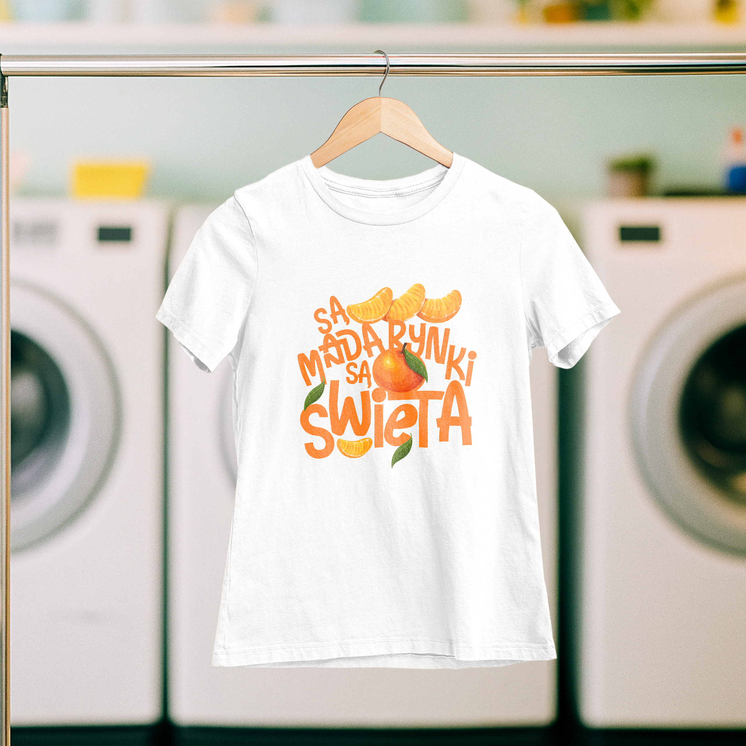 Koszulka damska biała święta "Są mandarynki są święta" - obrazek 5