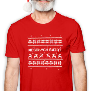 Koszulka męska czerwona święta "Świąteczne Wzorki"