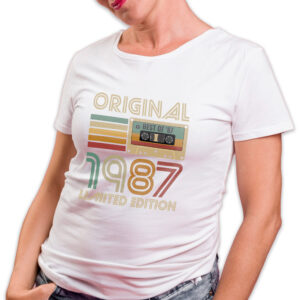 Koszulka damska biała 1987 kaseta