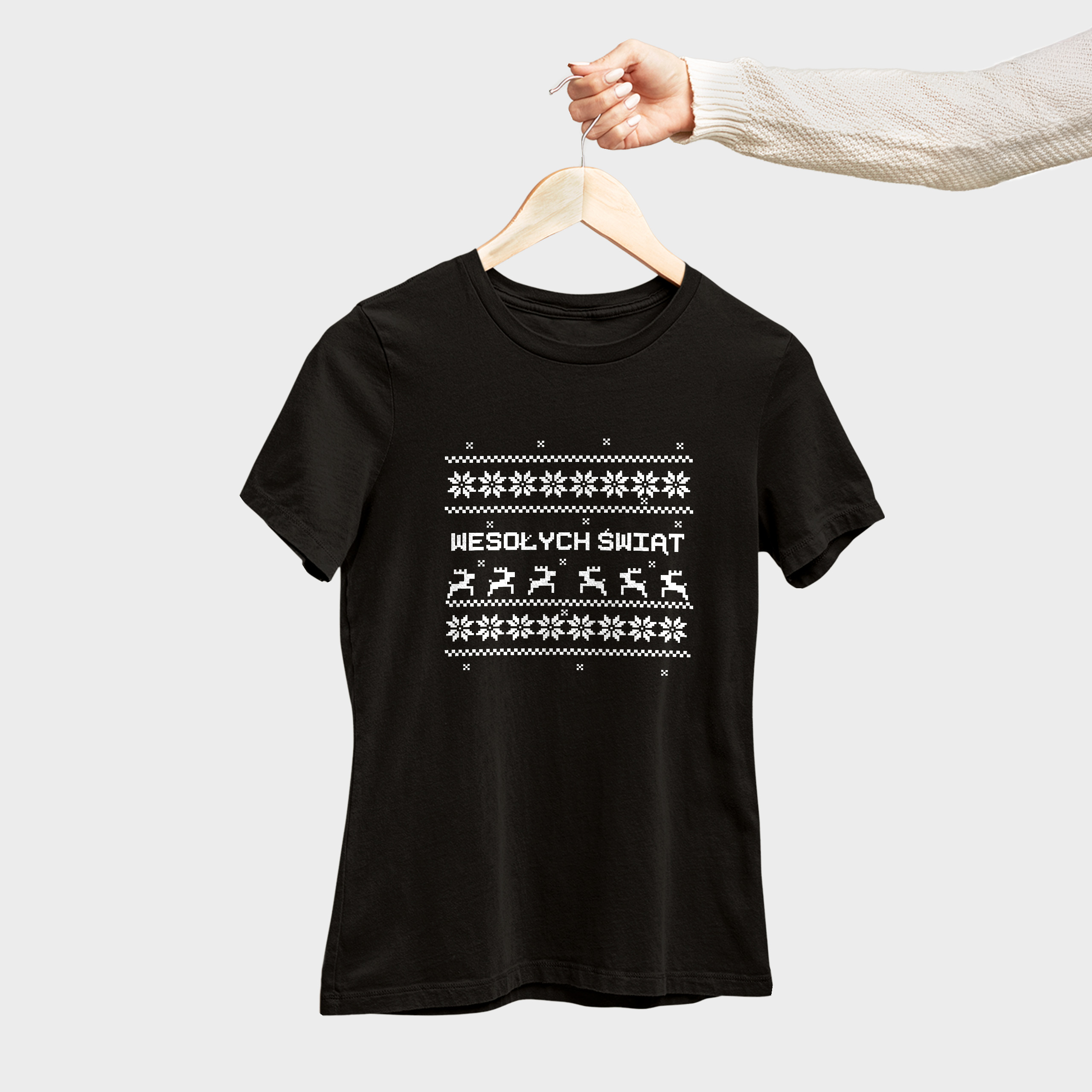 Koszulka damska czarna święta wzorki geometryczne - obrazek 4