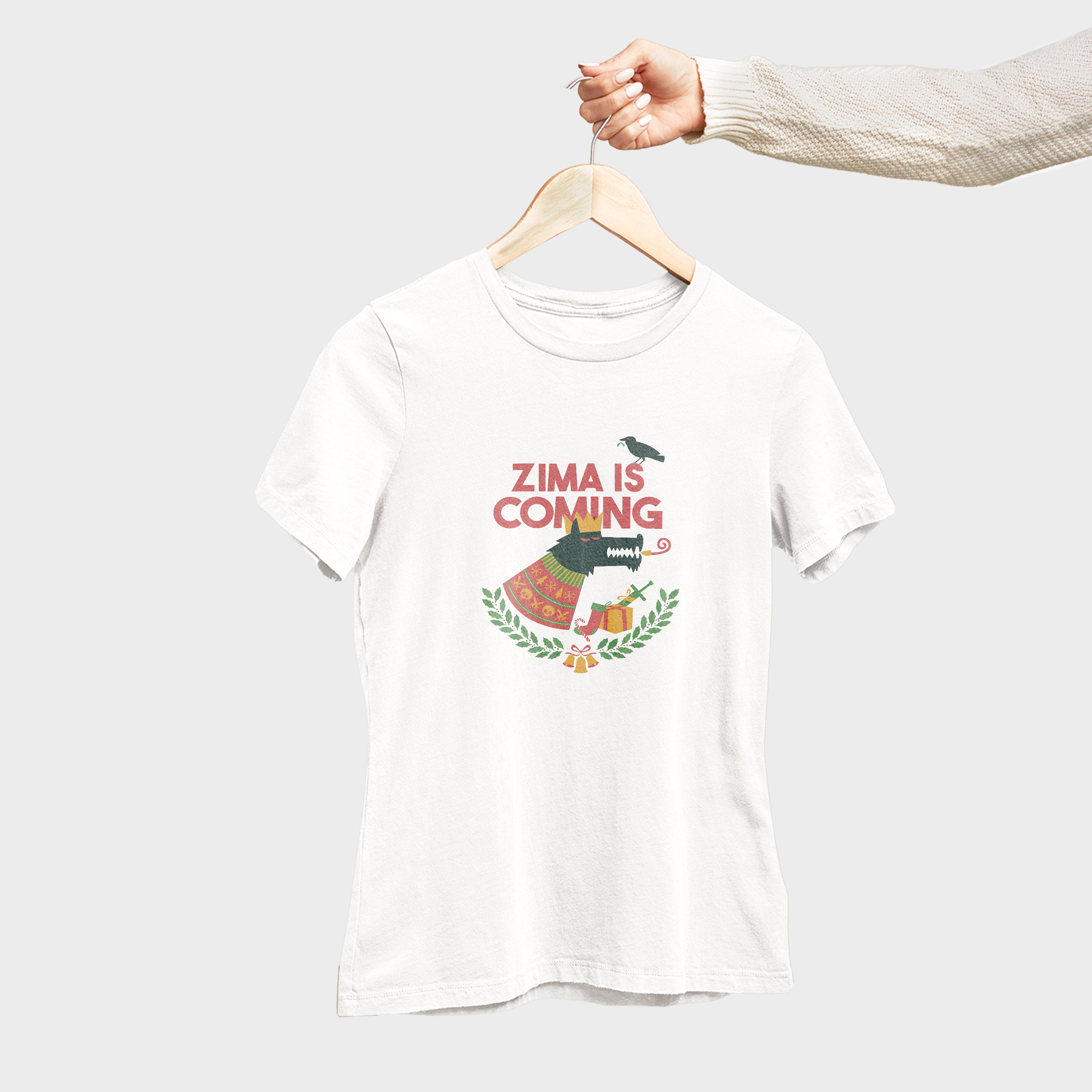 Koszulka damska biała święta "Zima is coming" - obrazek 4