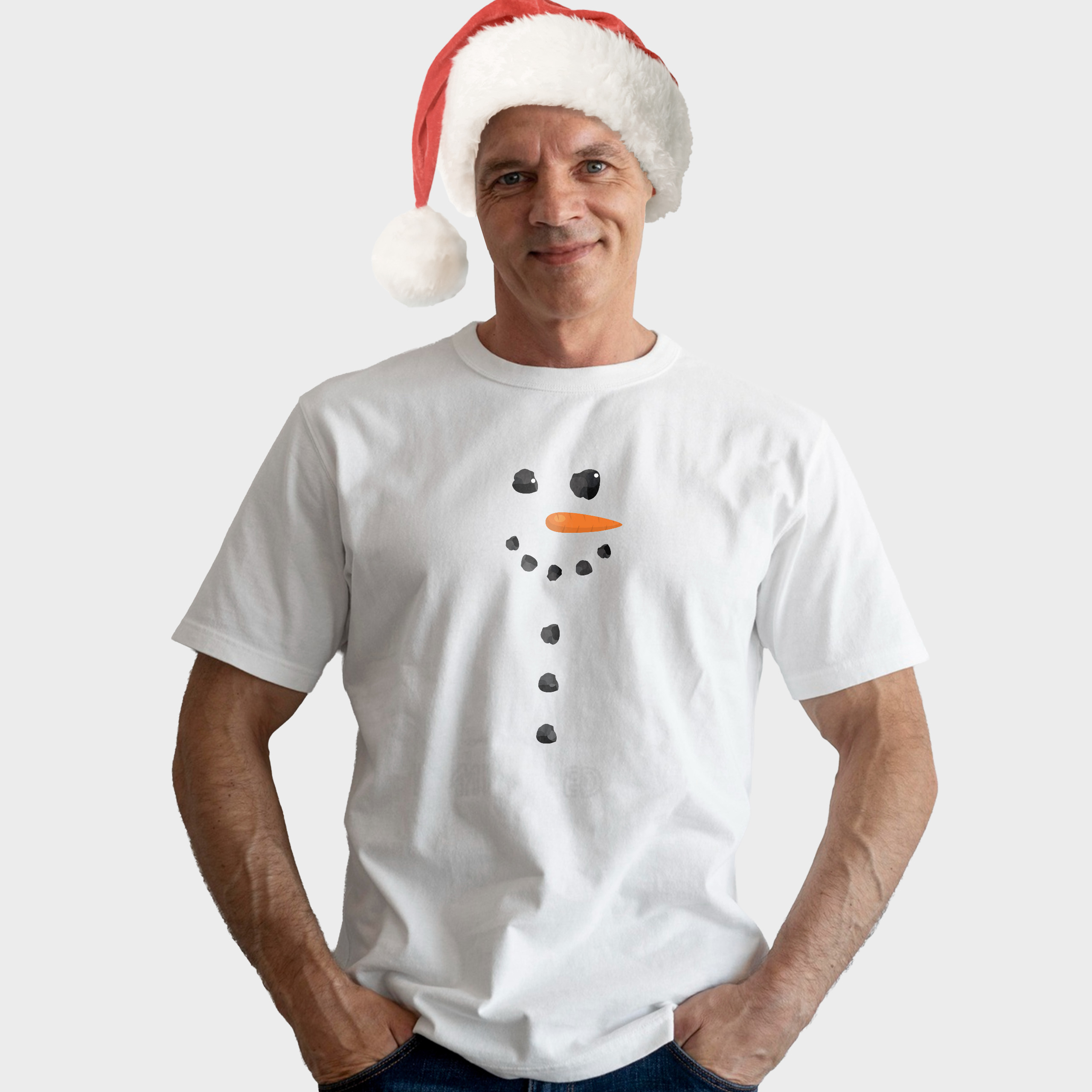 Koszulka męska biała święta Bałwan - obrazek 3