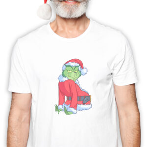Koszulka męska biała święta Grinch bokiem
