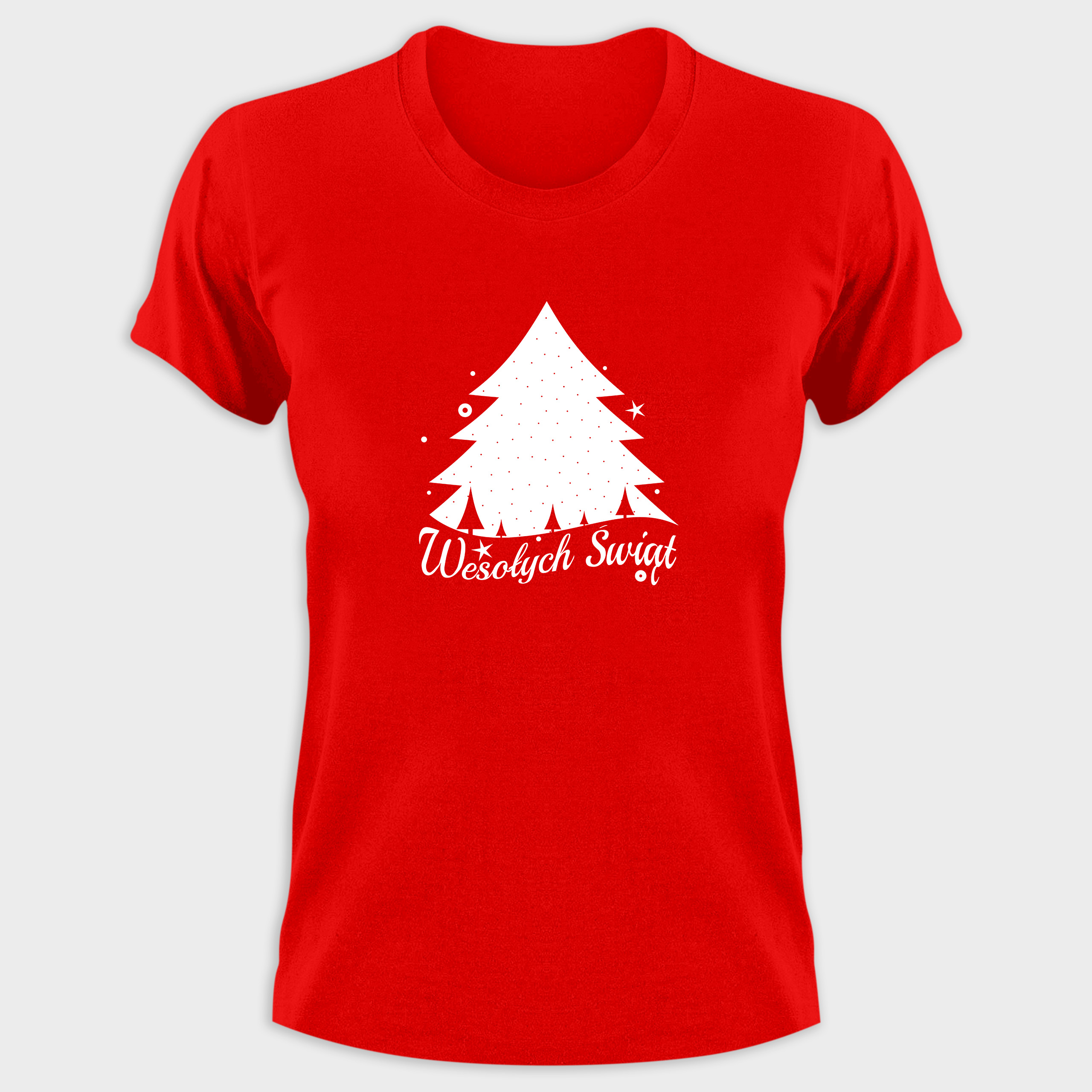 Koszulka damska czerwona święta Choinka Wesołych Świąt - obrazek 2