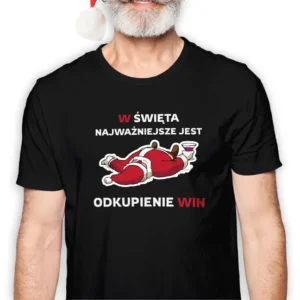 Koszulka męska czarna święta ""W święta najważniejsze jest okupienie win""