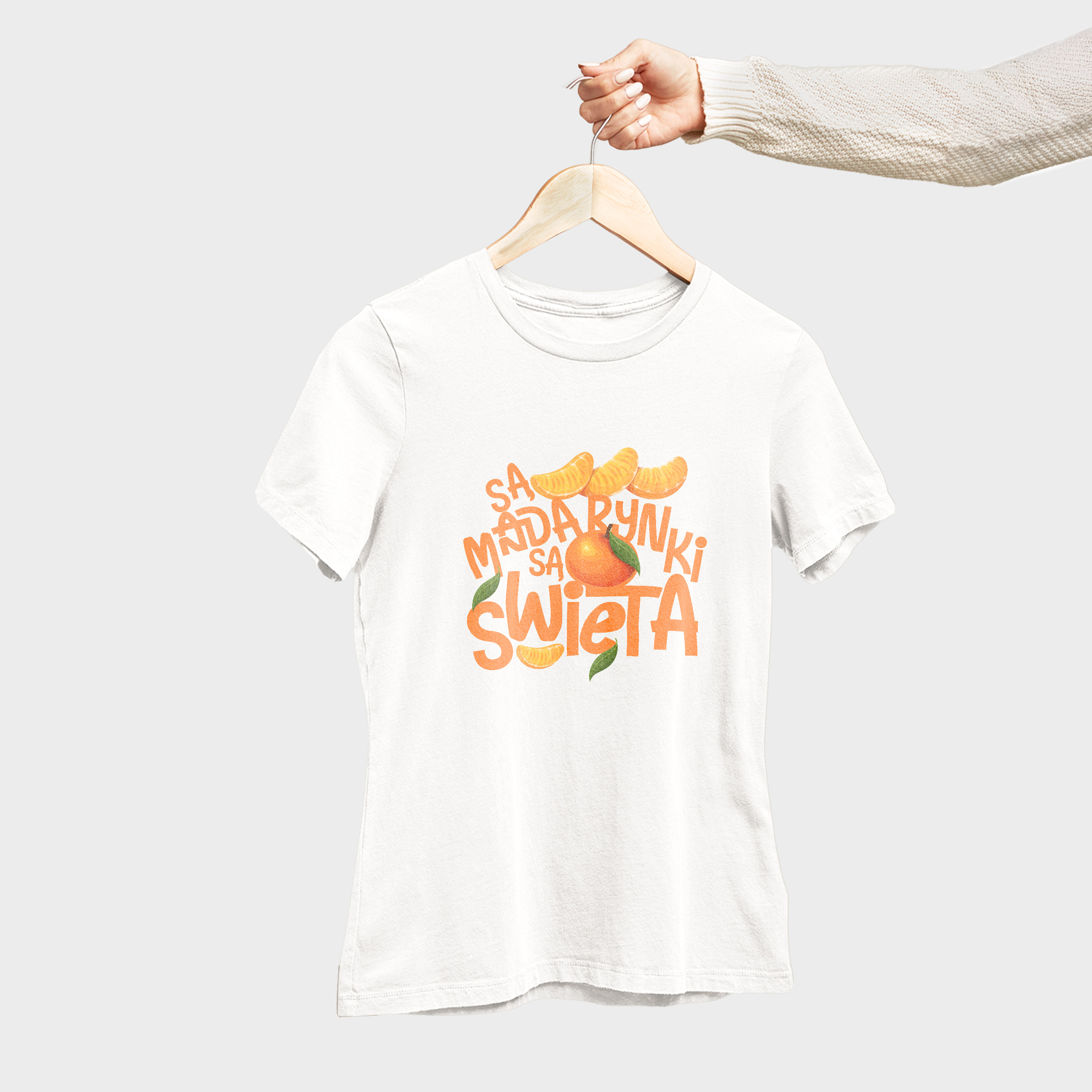 Koszulka damska biała święta "Są mandarynki są święta" - obrazek 4