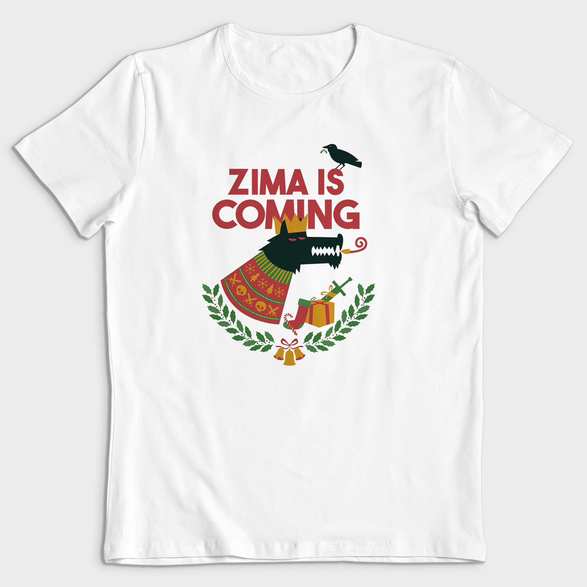 Koszulka męska biała święta ""Zima is comming"" - obrazek 2