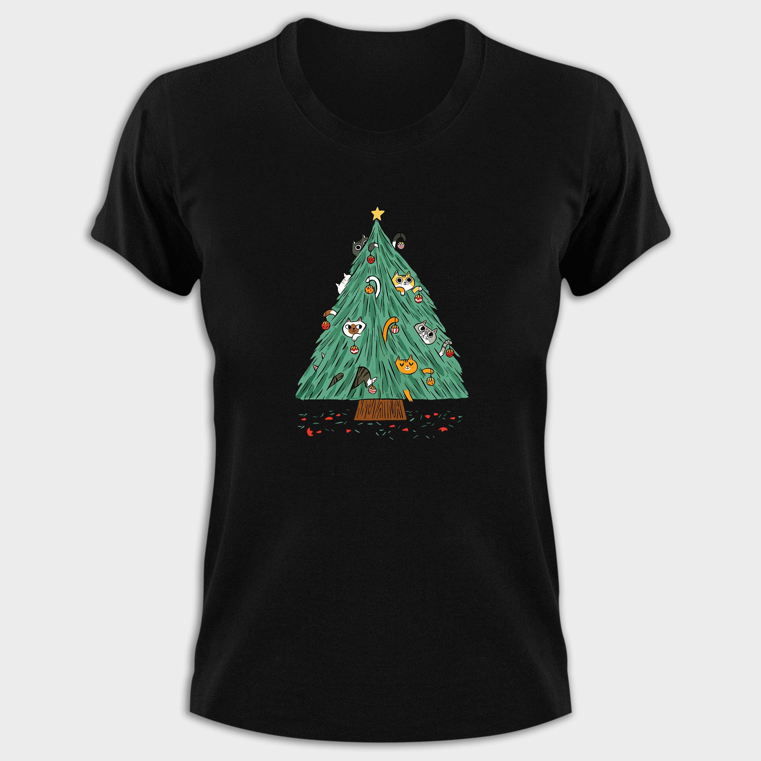 Koszulka damska czarna święta Choinka - obrazek 2