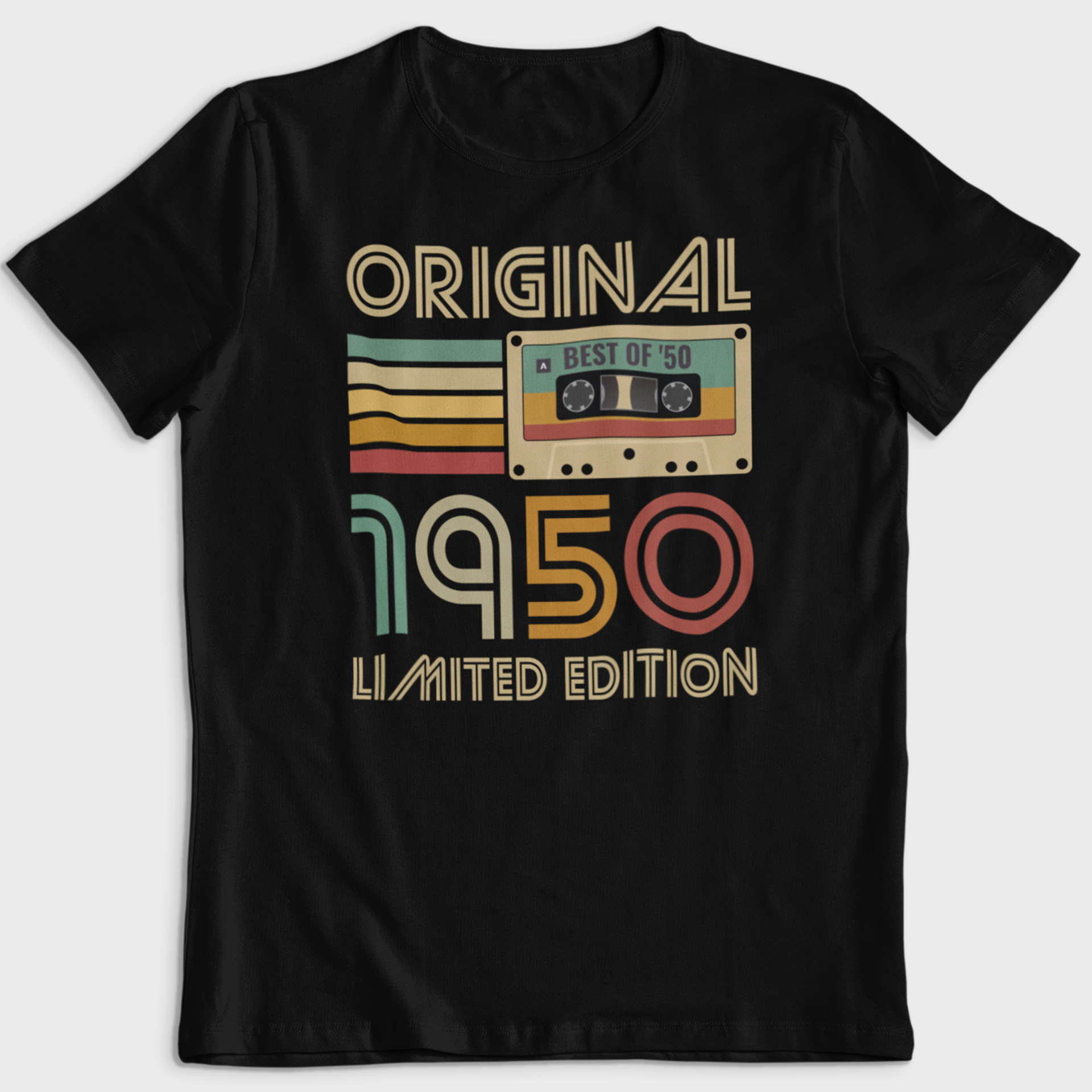 Koszulka męska czarna kaseta rocznik 1950 - obrazek 2