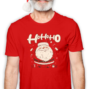 Koszulka męska czerwona święta "Ho Ho Ho Święty Mikołaj"