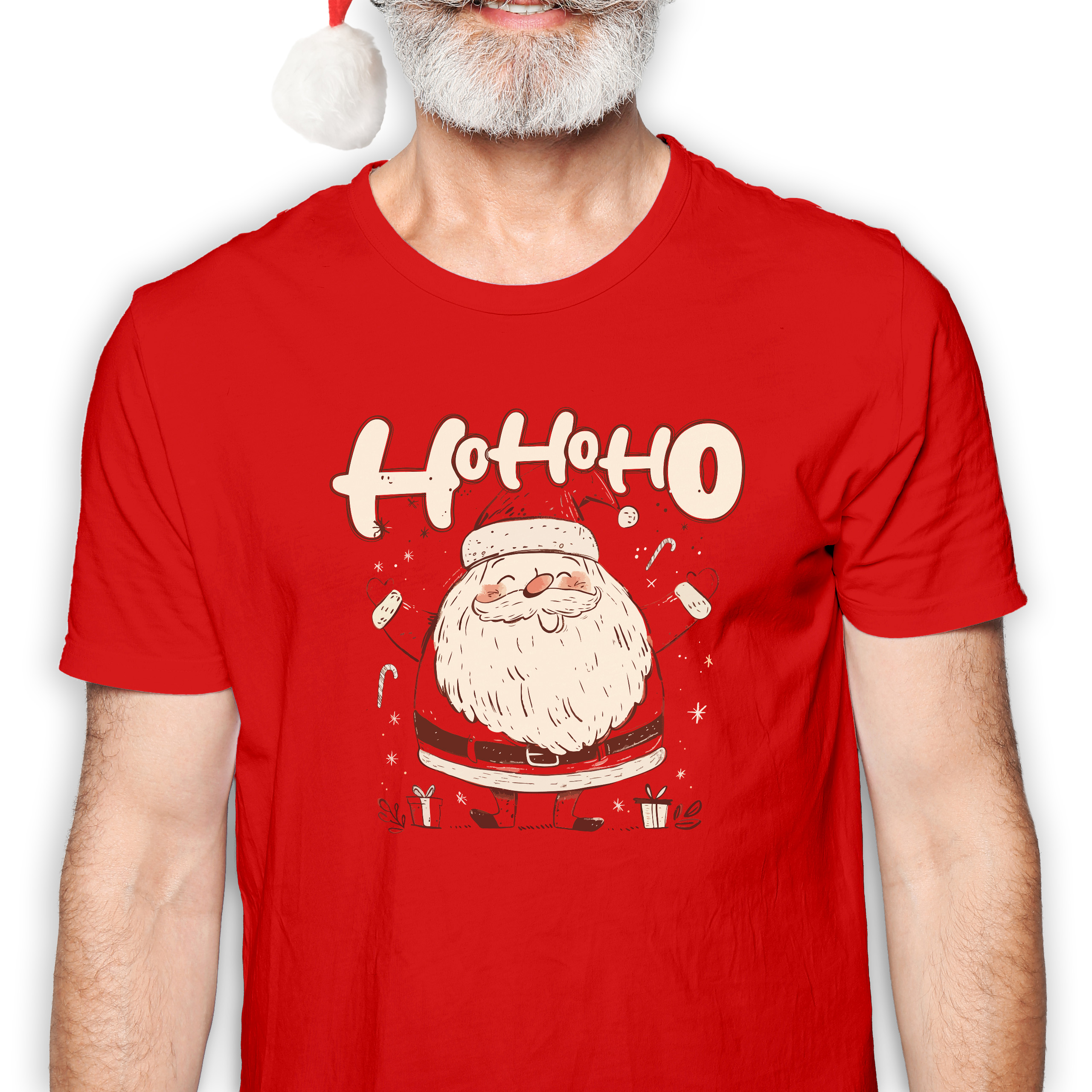 Koszulka męska czerwona święta "Ho Ho Ho Święty Mikołaj"