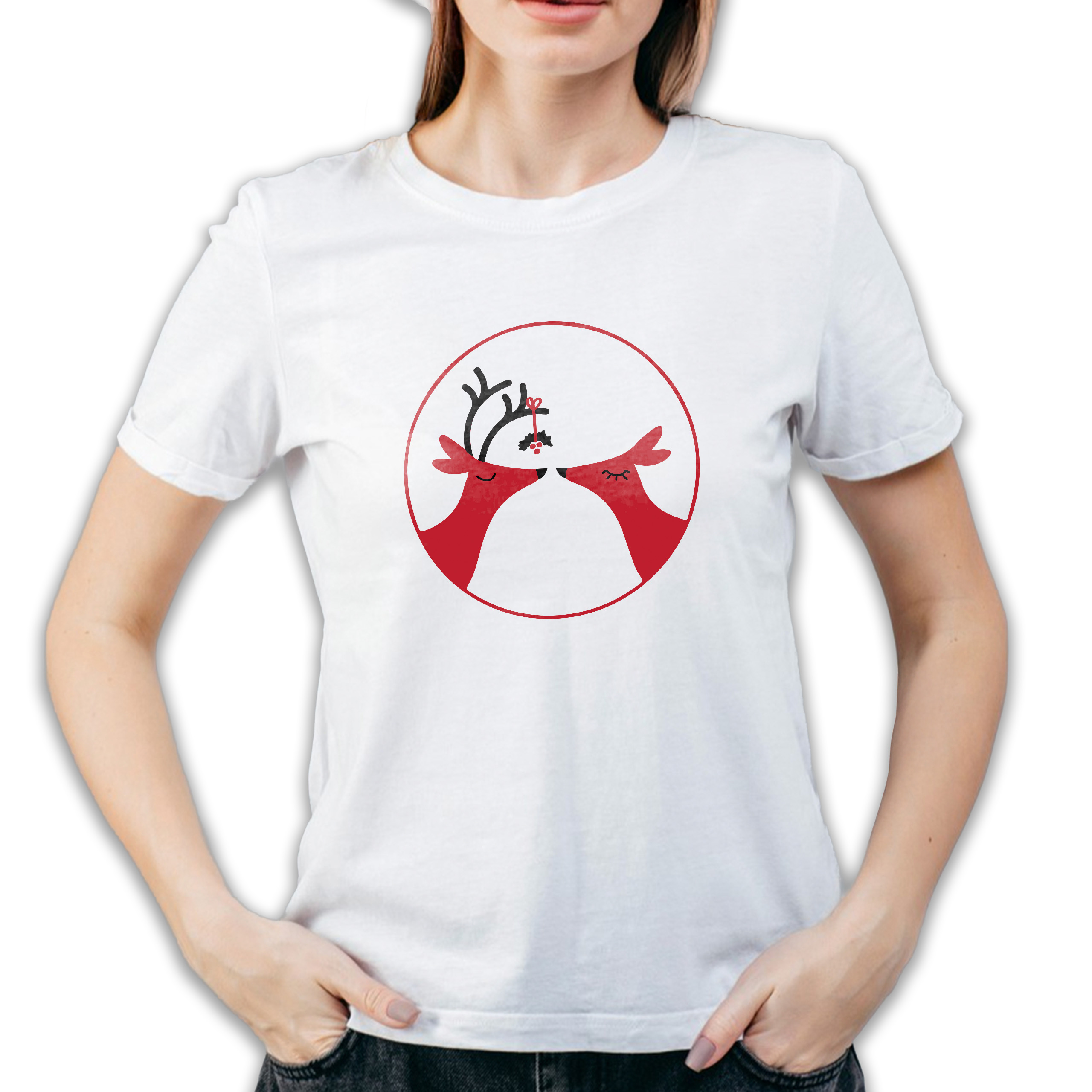 Koszulka damska biała święta Renifery