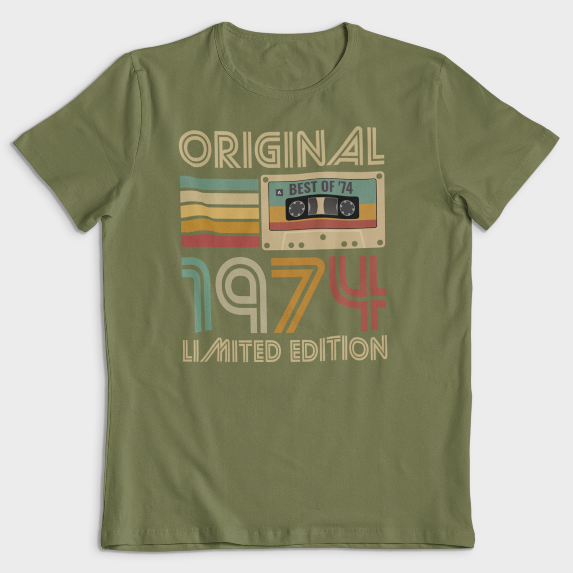 Koszulka męska khaki 1974 kaseta - obrazek 2