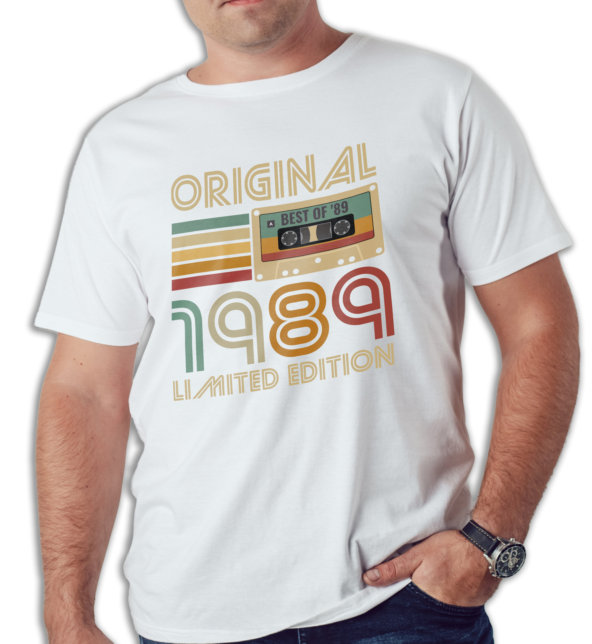 Koszulka męska biała 1989 kaseta