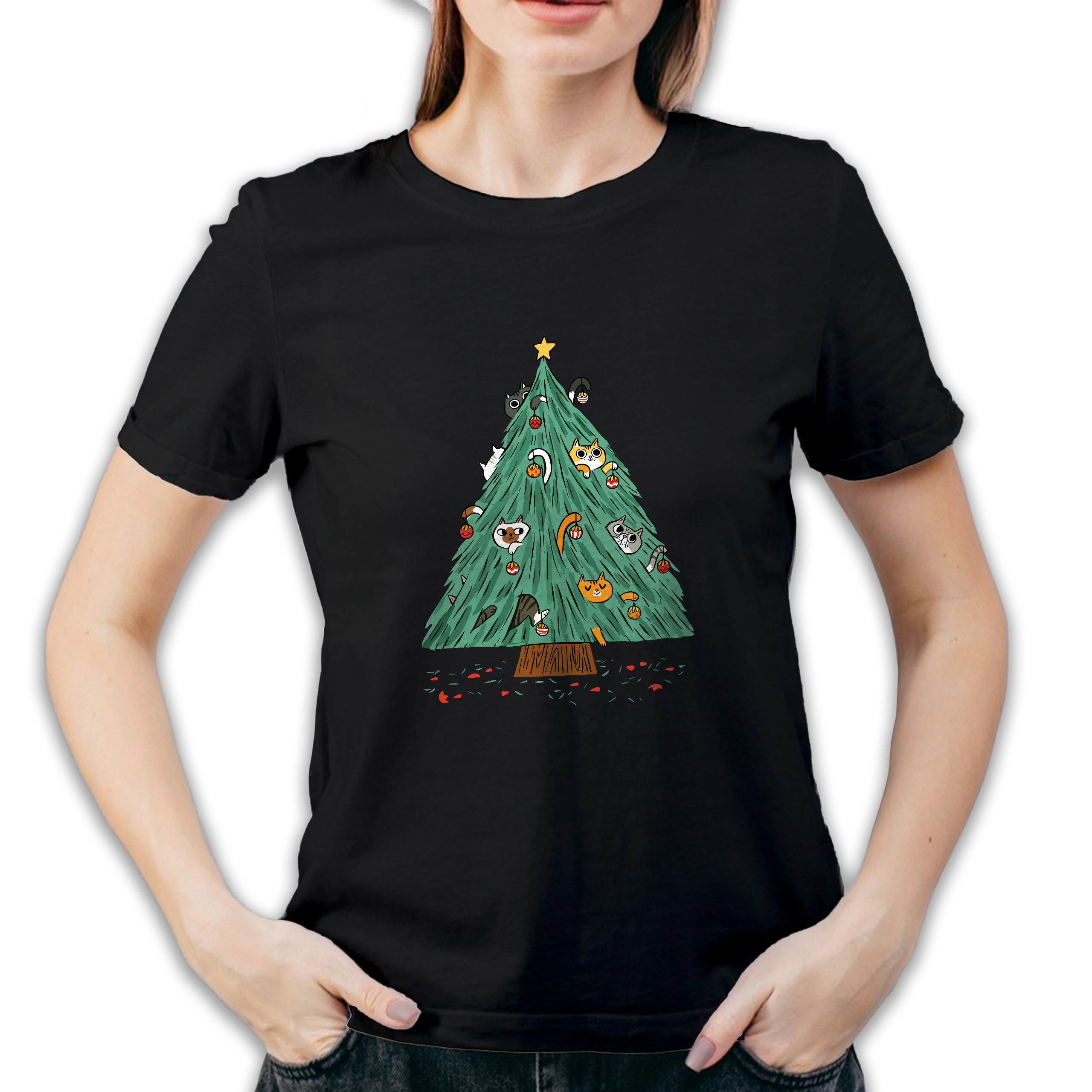 Koszulka damska czarna święta Choinka