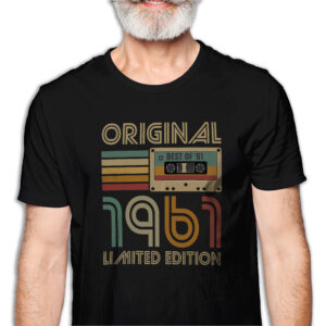 Koszulka męska czarna kaseta rocznik 1961