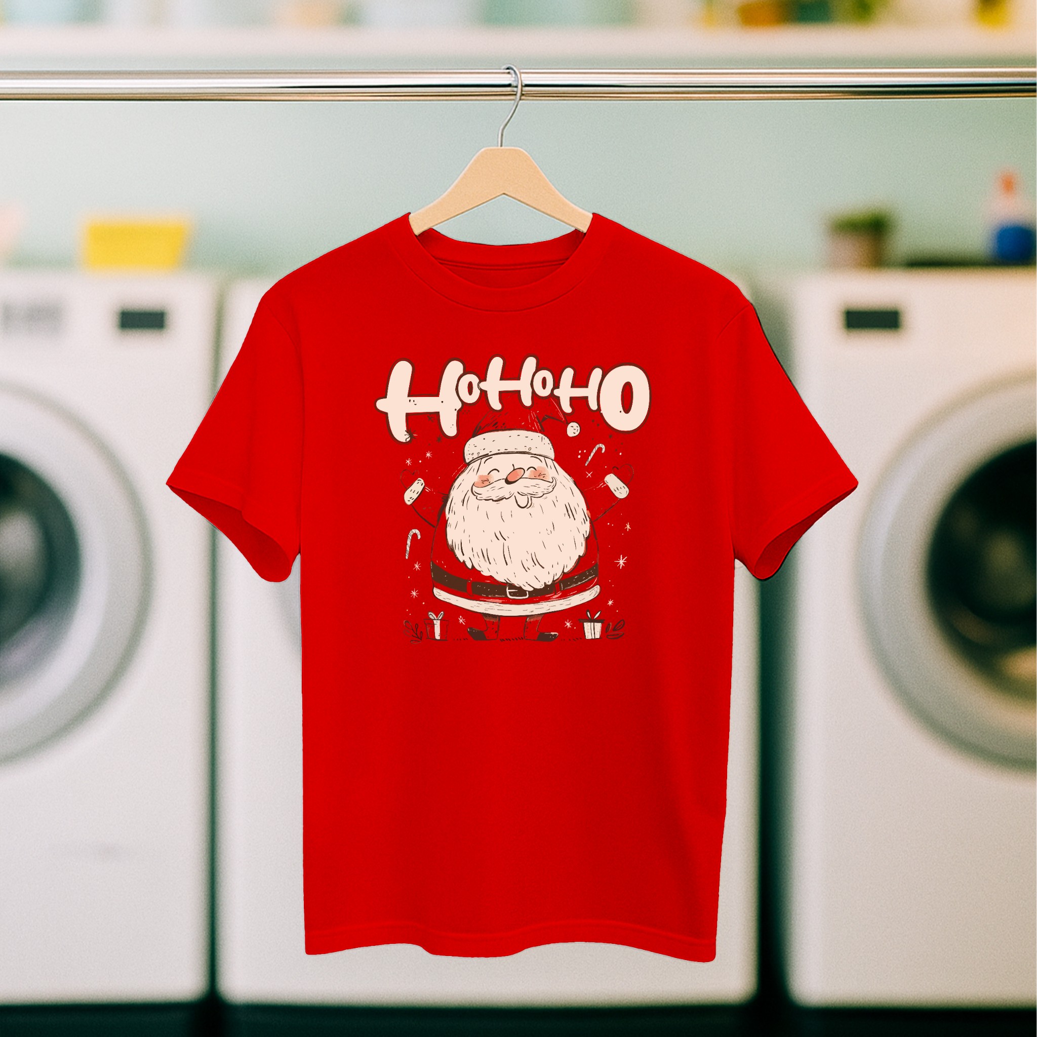 Koszulka męska czerwona święta "Ho Ho Ho Święty Mikołaj" - obrazek 5