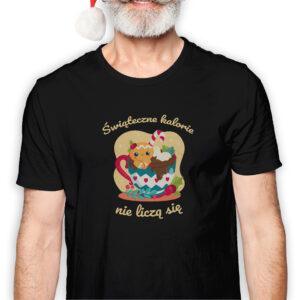 Koszulka męska czarna święta Świąteczne kalorie się nie liczą