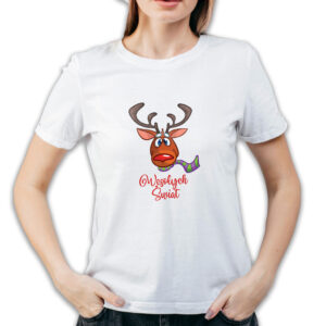 Koszulka damska biała święta Renifer "Wesołych Świąt"