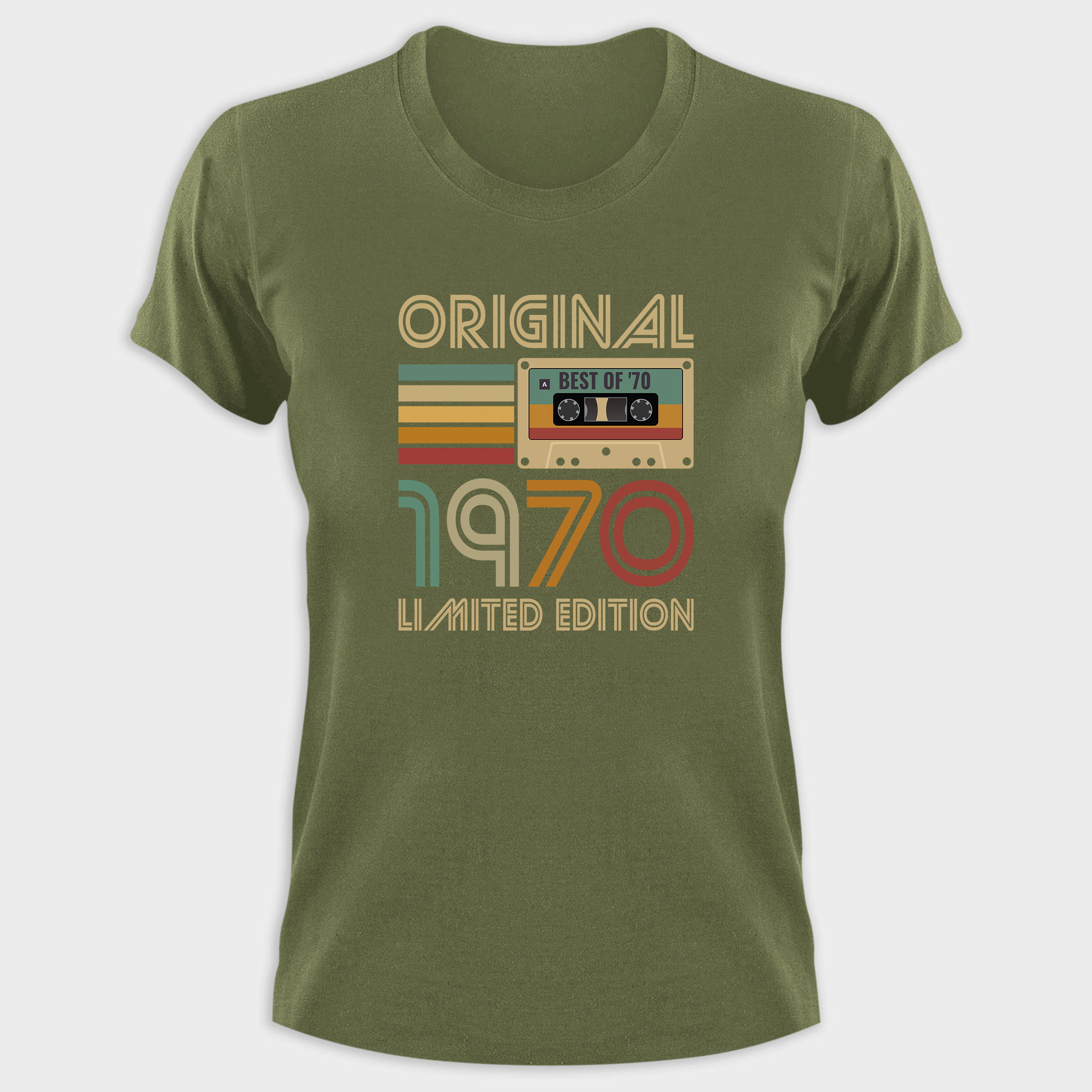 Koszulka damska khaki 1970 kaseta - obrazek 2