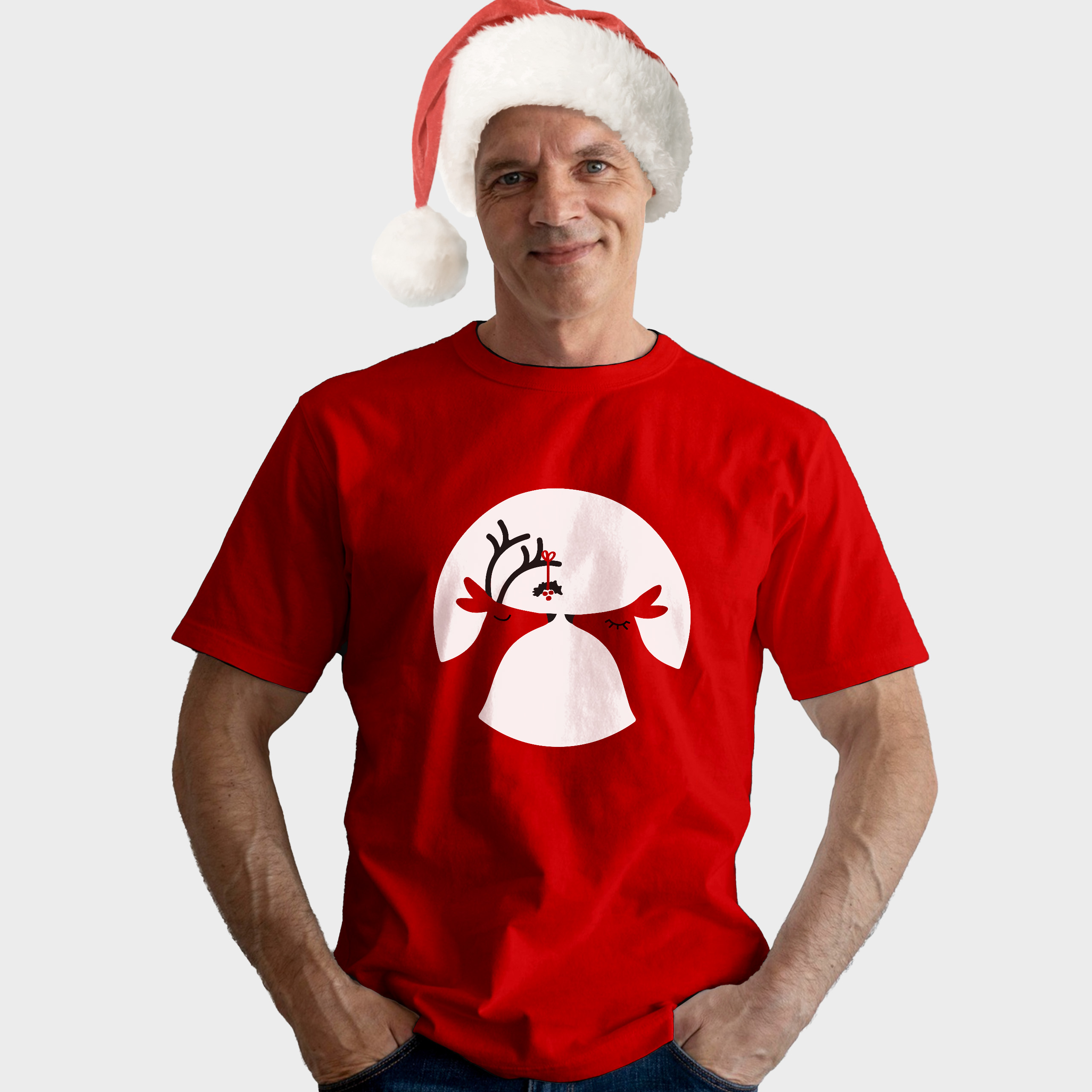 Koszulka męska czerwony święta Renifery - obrazek 3